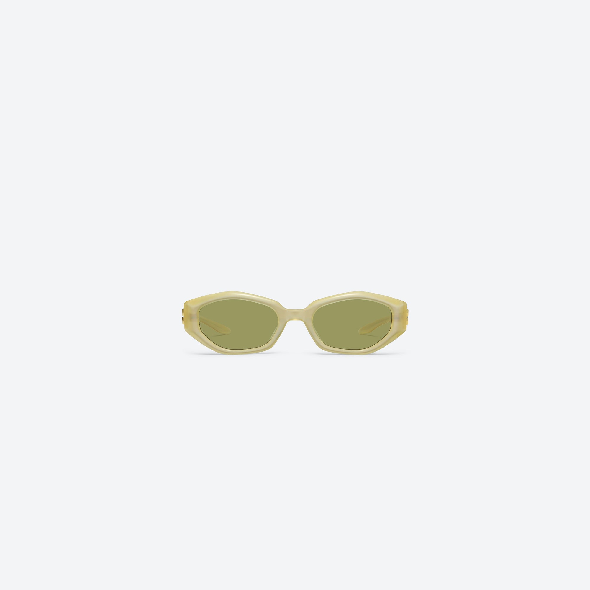 A front view of Gentle Monster Miro YC10 Yellow Acetate framed Oval sunglasses.