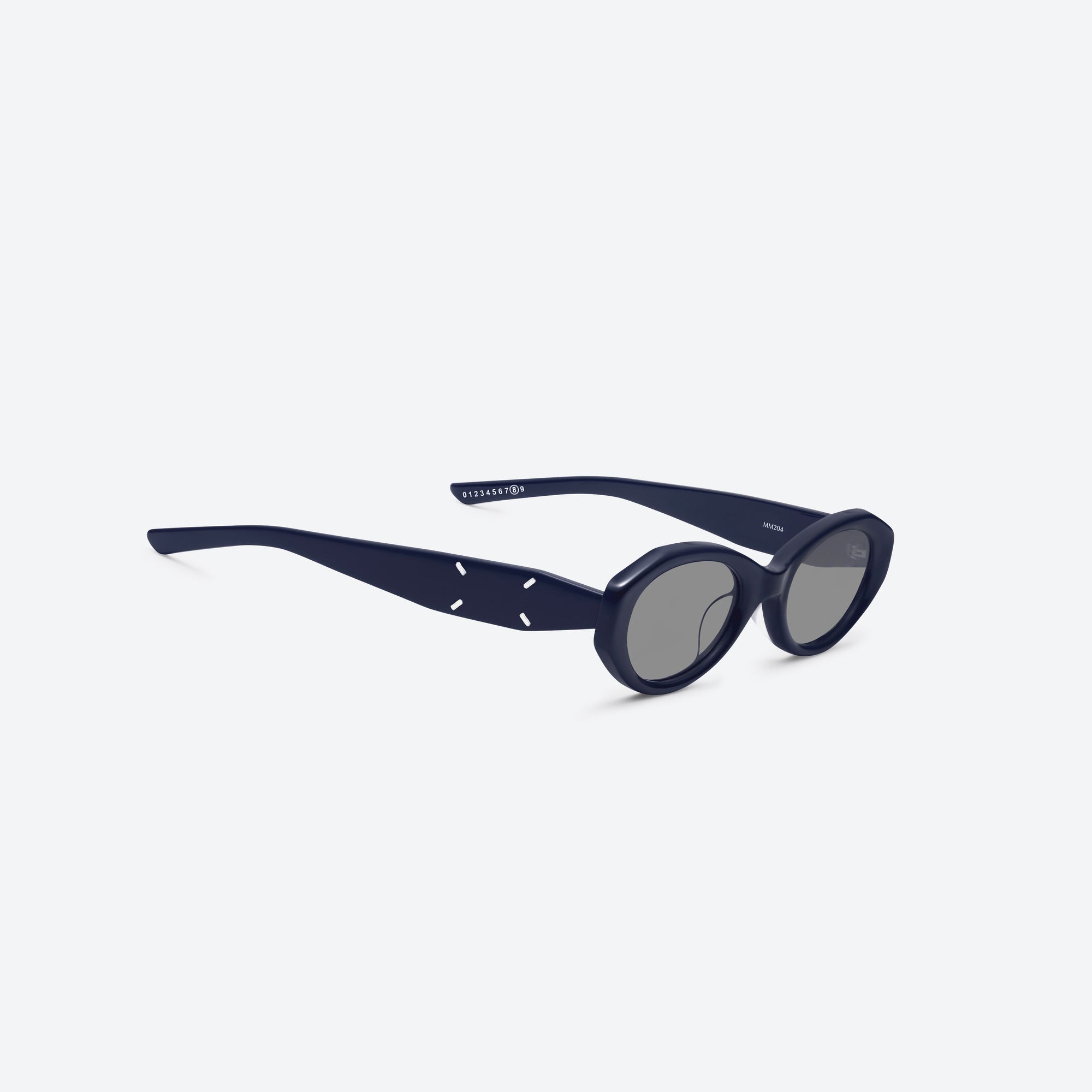 45-degree detailed view of Gentle Monster Maison Margiela - MM204 N6(G) Blue Acetate framed Oval sunglasses.