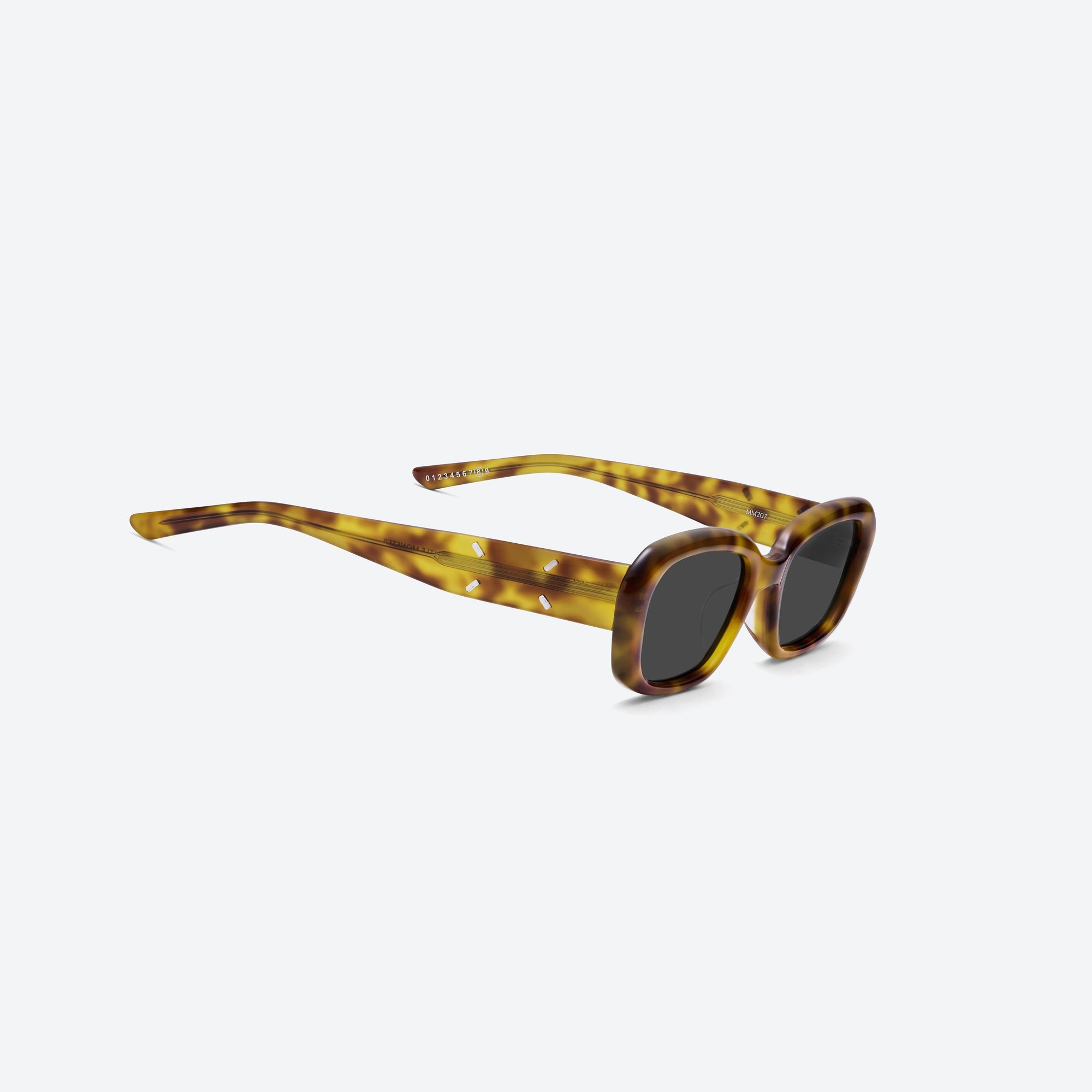 45-degree detailed view of Gentle Monster Maison Margiela - MM207 T6 Tortoise Acetate framed Square sunglasses.