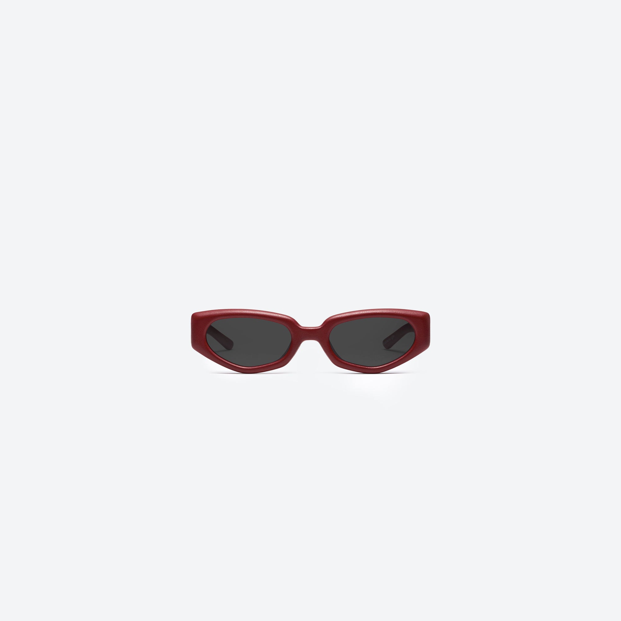 A front view of Gentle Monster Maison Margiela - MM205 Leather LR1 Red Acetate framed Cat-eye sunglasses.