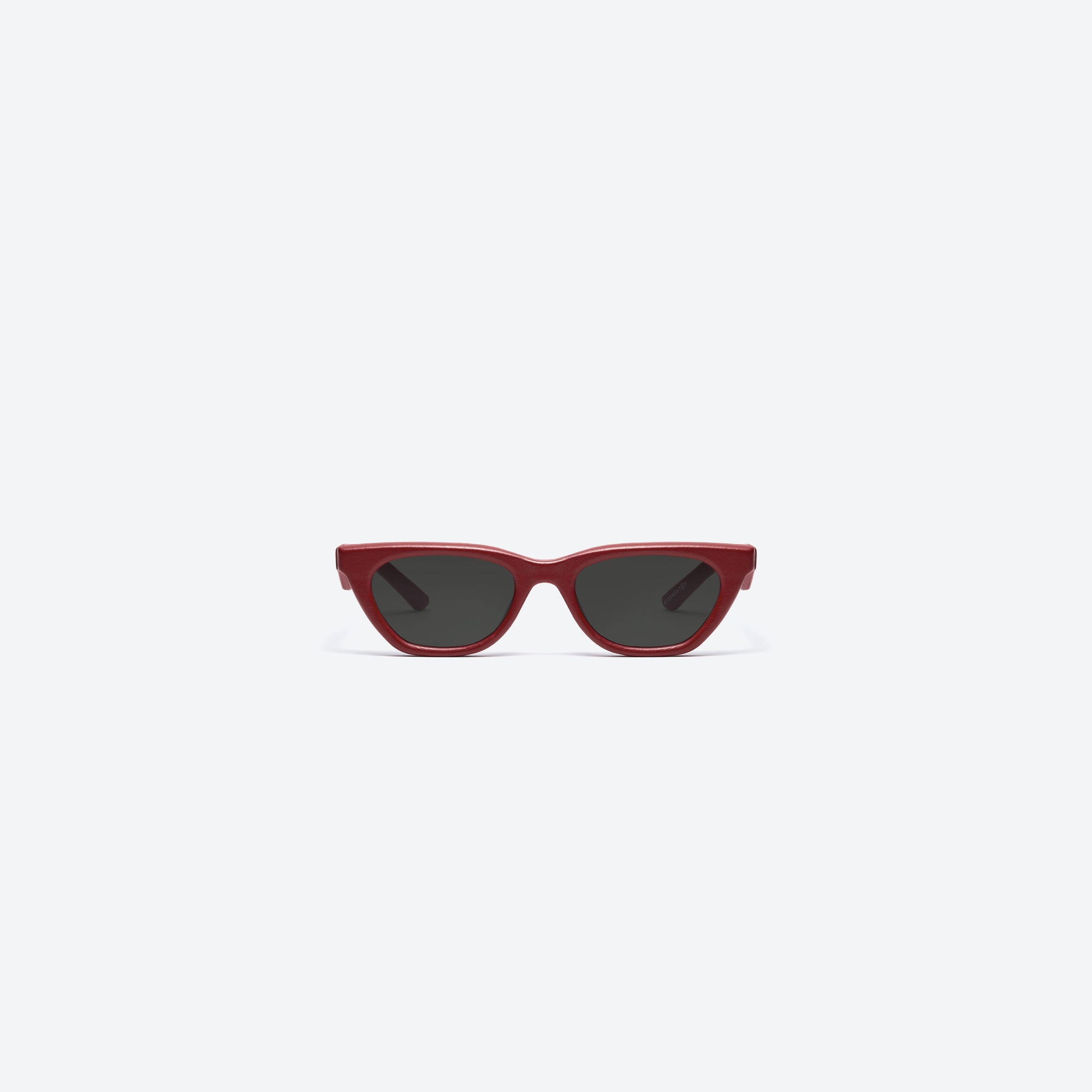 A front view of Gentle Monster Maison Margiela - MM208 Leather LR1 Red Acetate framed Cat-eye sunglasses.