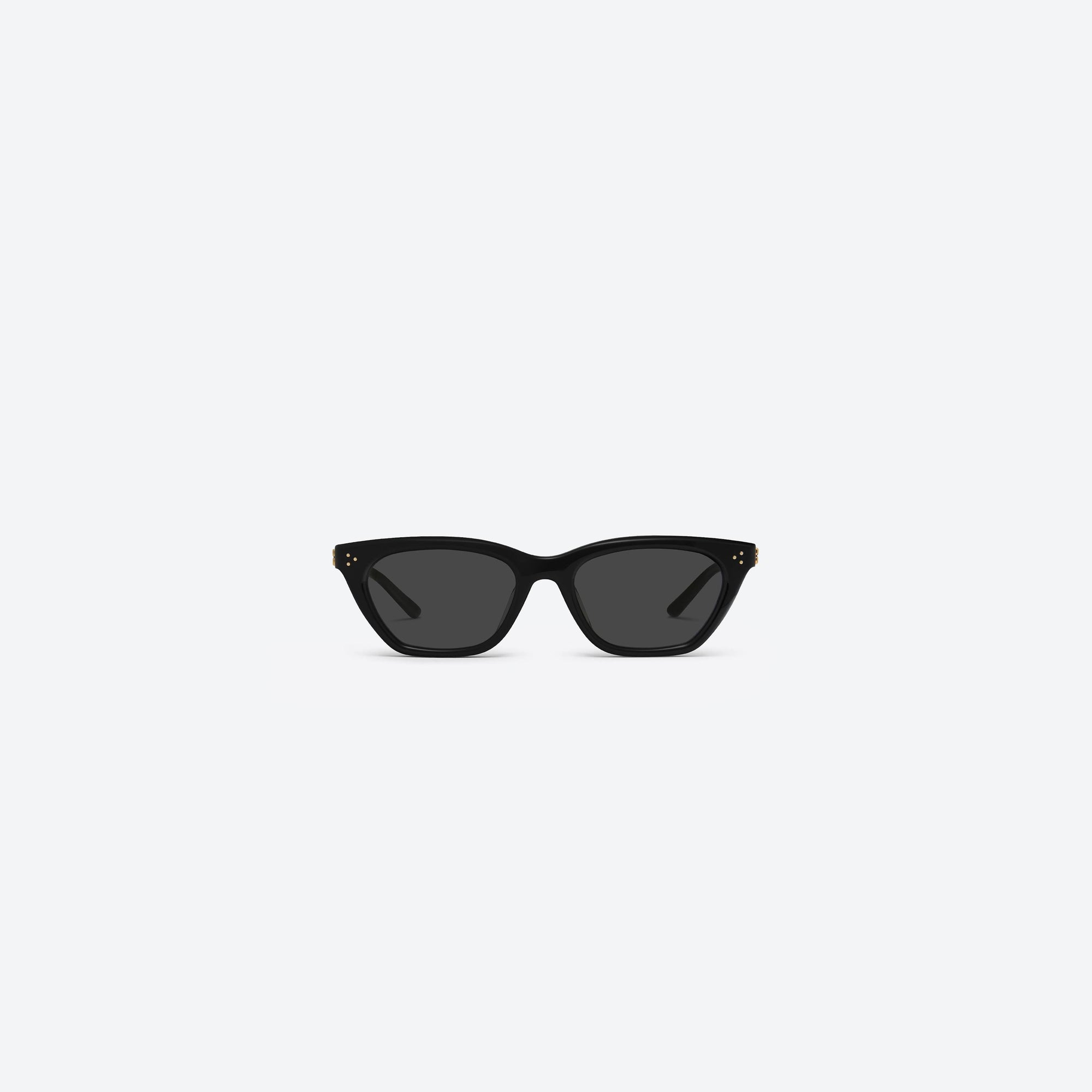 A front view of Gentle Monster Gisele 01 Black Acetate framed Cat-eye sunglasses.