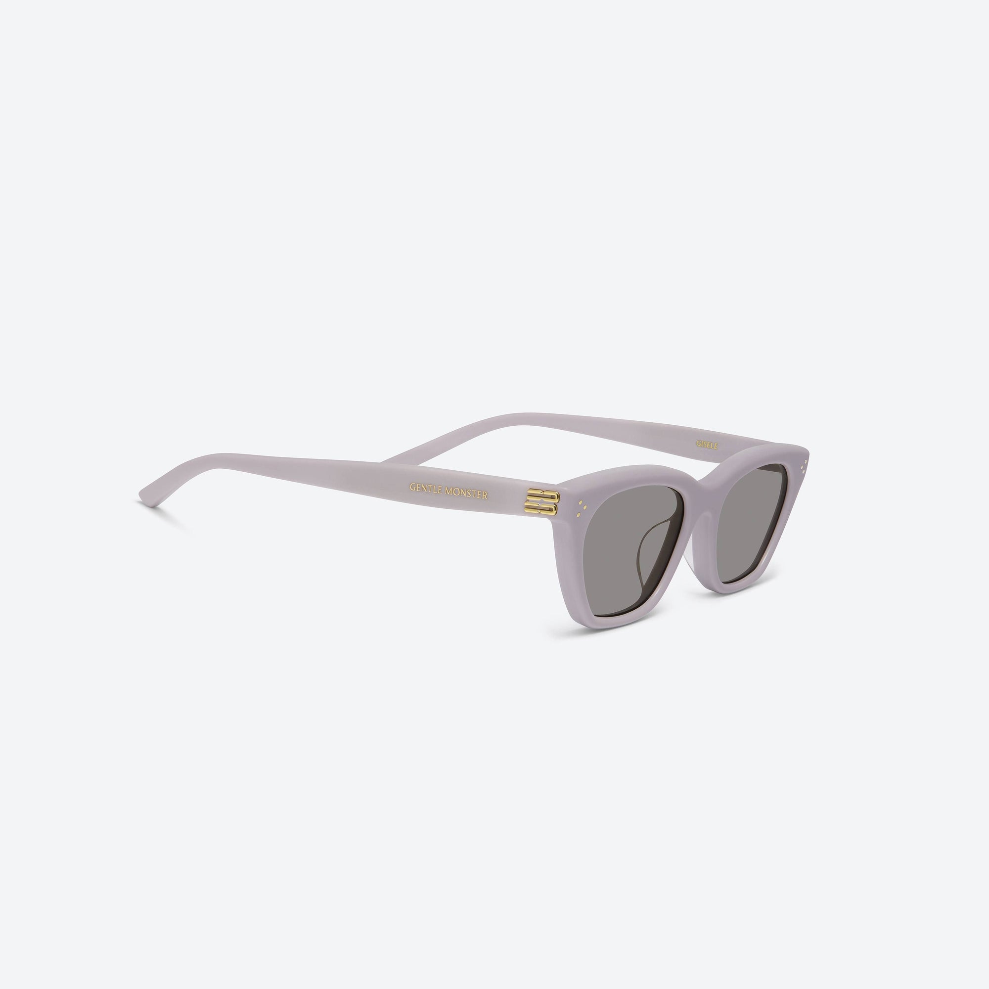 45-degree detailed view of Gentle Monster Gisele V4 Purple Acetate framed Cat-eye sunglasses.