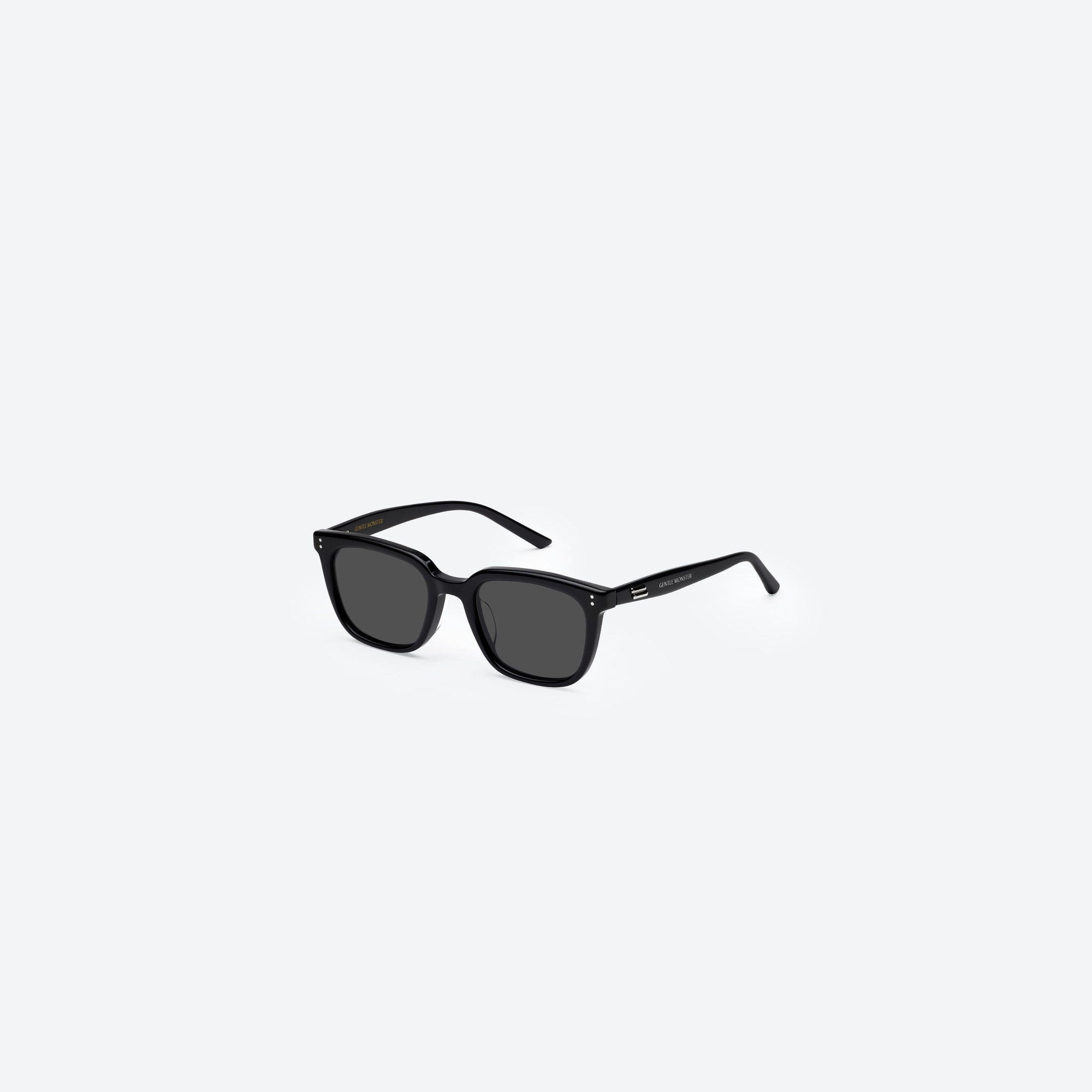 45-degree view of Gentle Monster Days Day 01 Black Acetate framed Square sunglasses.