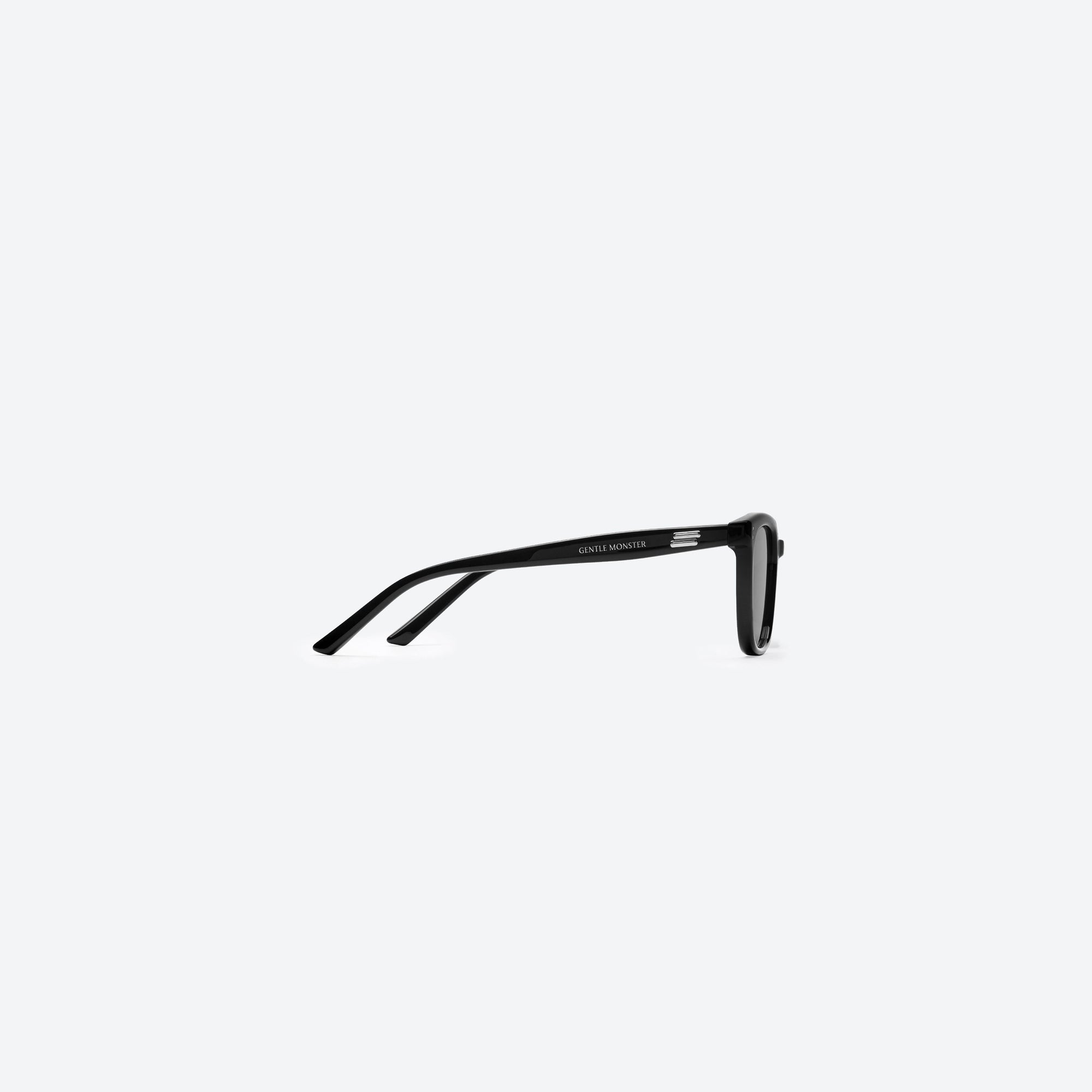 A detailed right view of Gentle Monster Days Day 01 Black Acetate framed Square sunglasses.