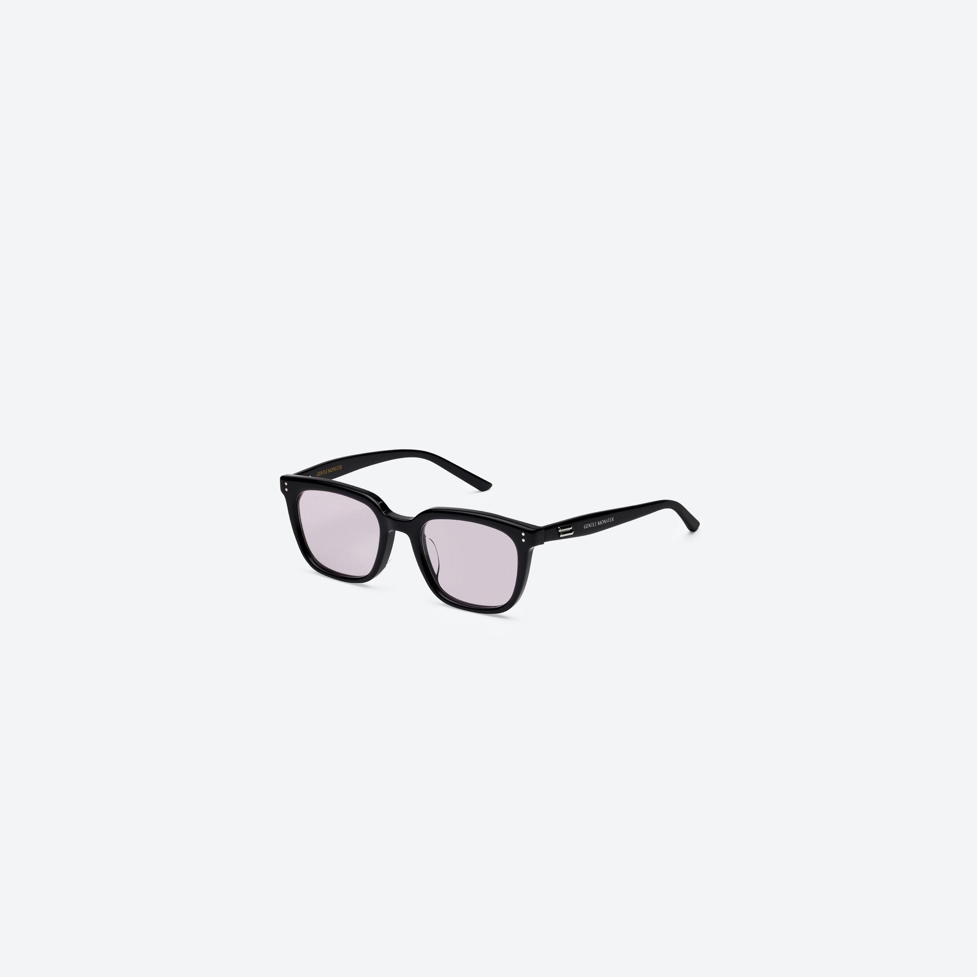 45-degree view of Gentle Monster Days Day 01(V) Black Acetate framed Square sunglasses.