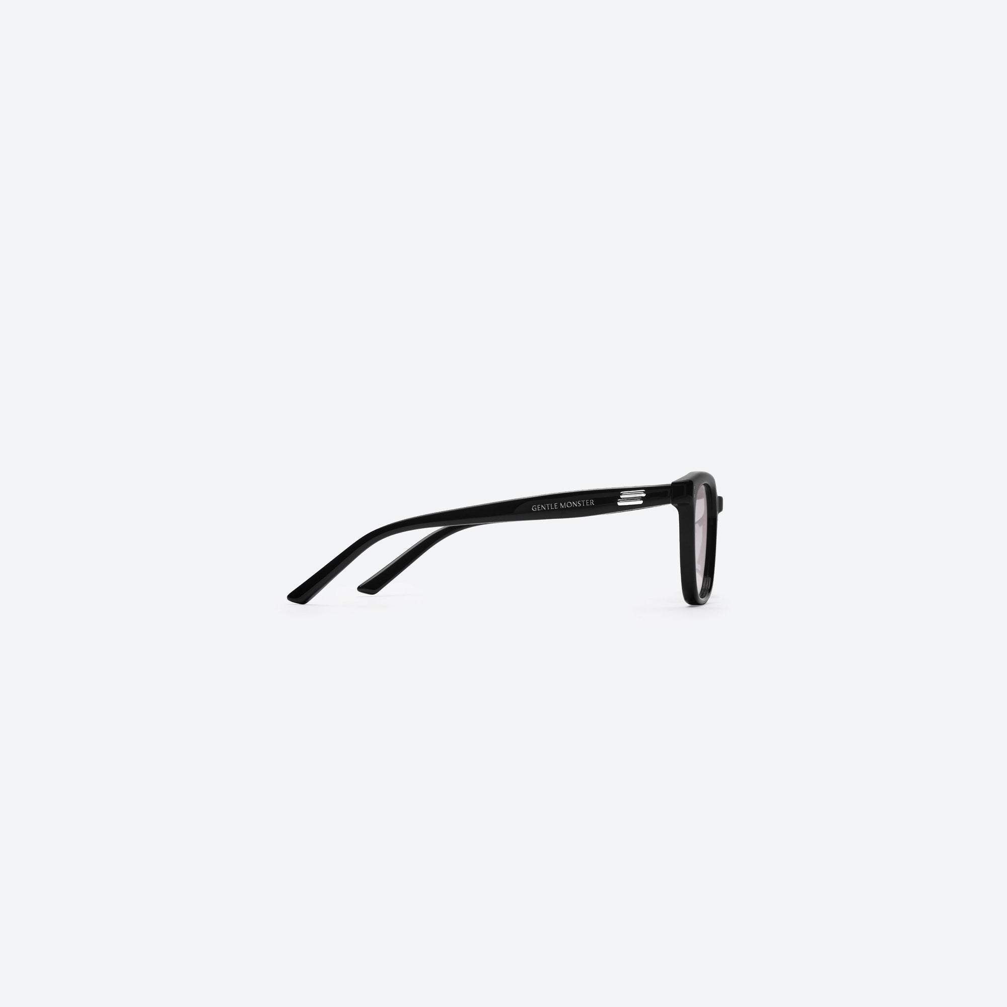 A detailed right view of Gentle Monster Days Day 01(V) Black Acetate framed Square sunglasses.