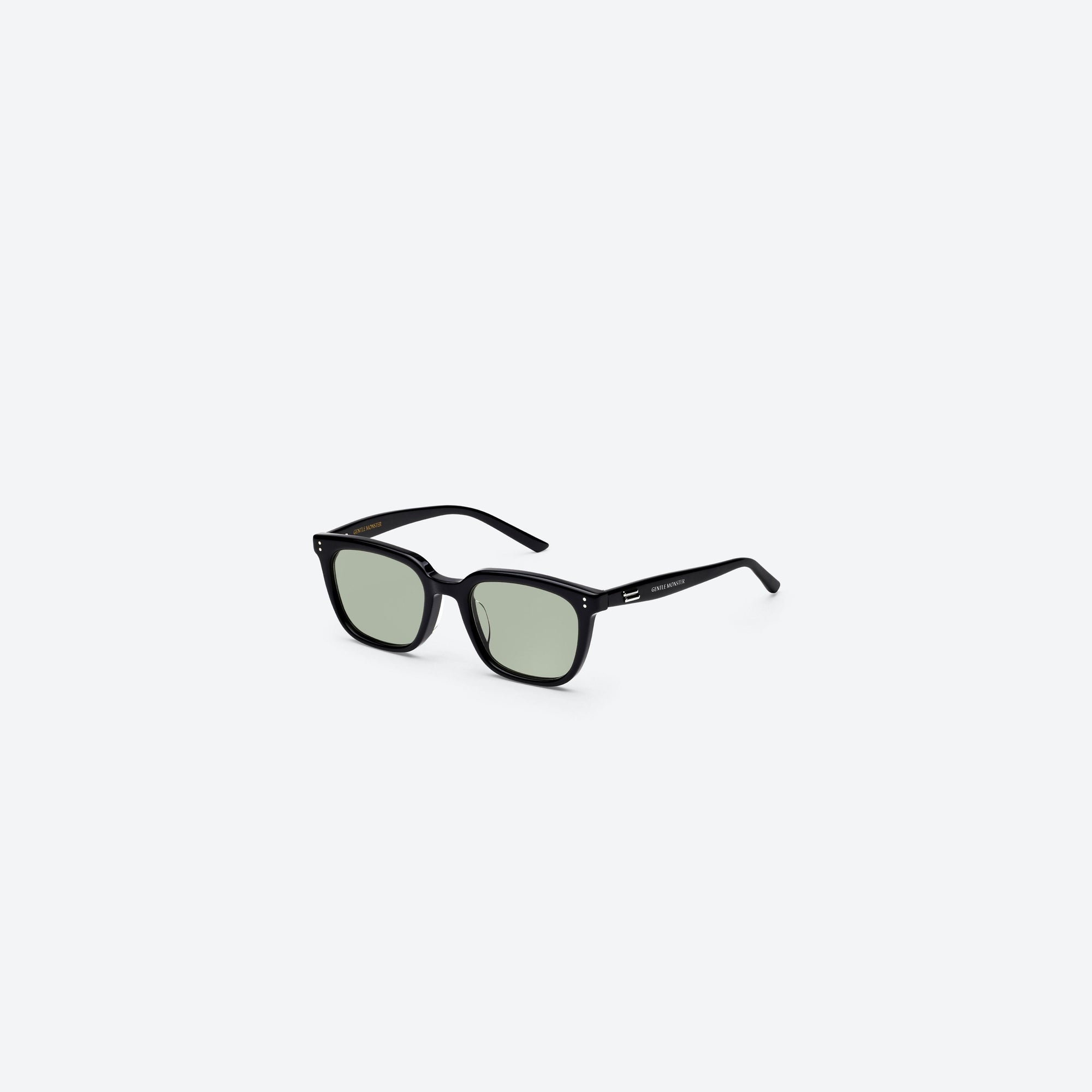 45-degree view of Gentle Monster Days Day 01(K) Black Acetate framed Square sunglasses.
