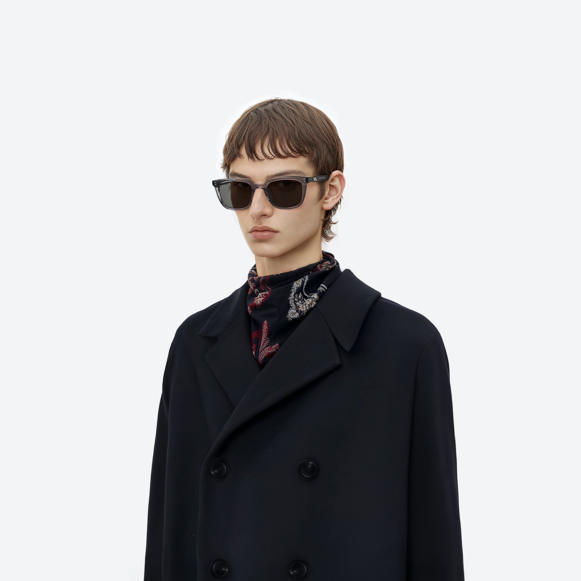 Model wearing the Days Day GC12 Gray Acetate framed Square sunglasses.
