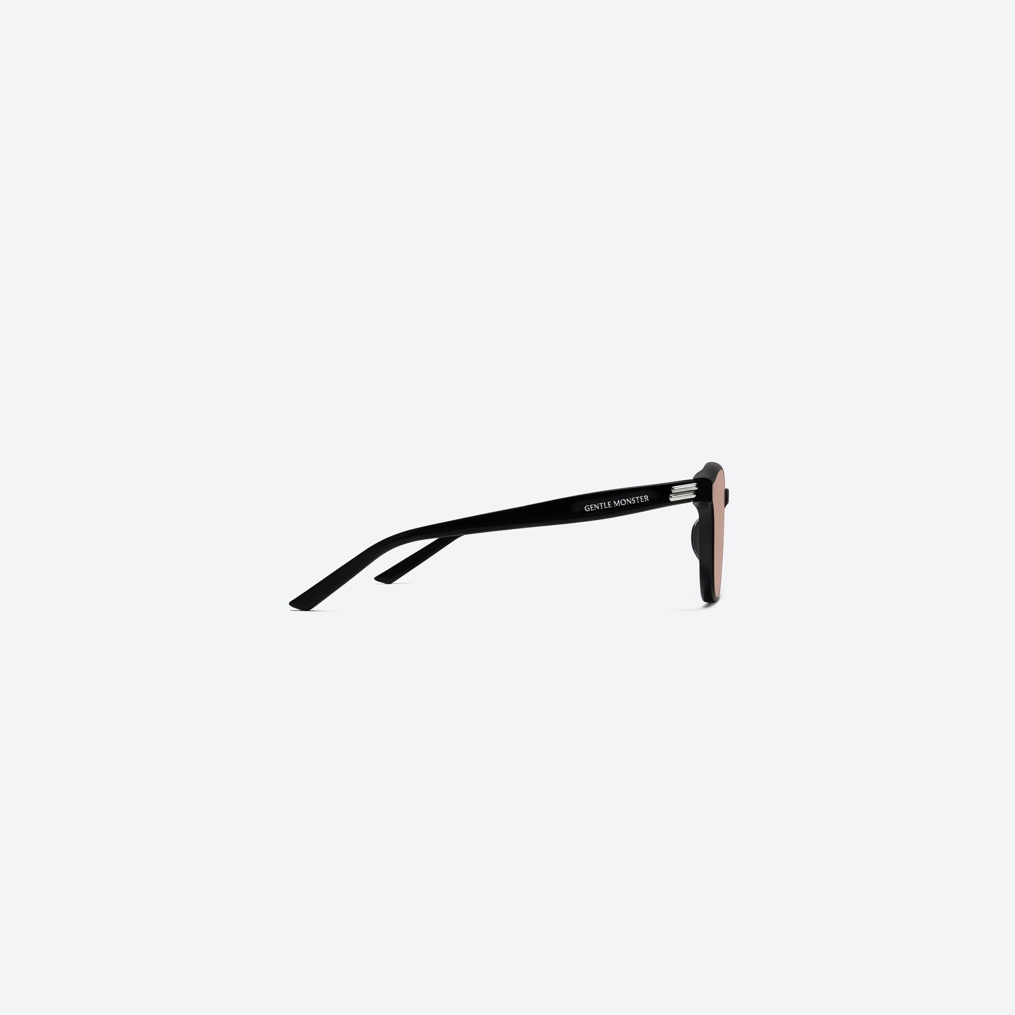 A detailed right view of Gentle Monster Dean 01(OR) Black Acetate framed Round sunglasses.