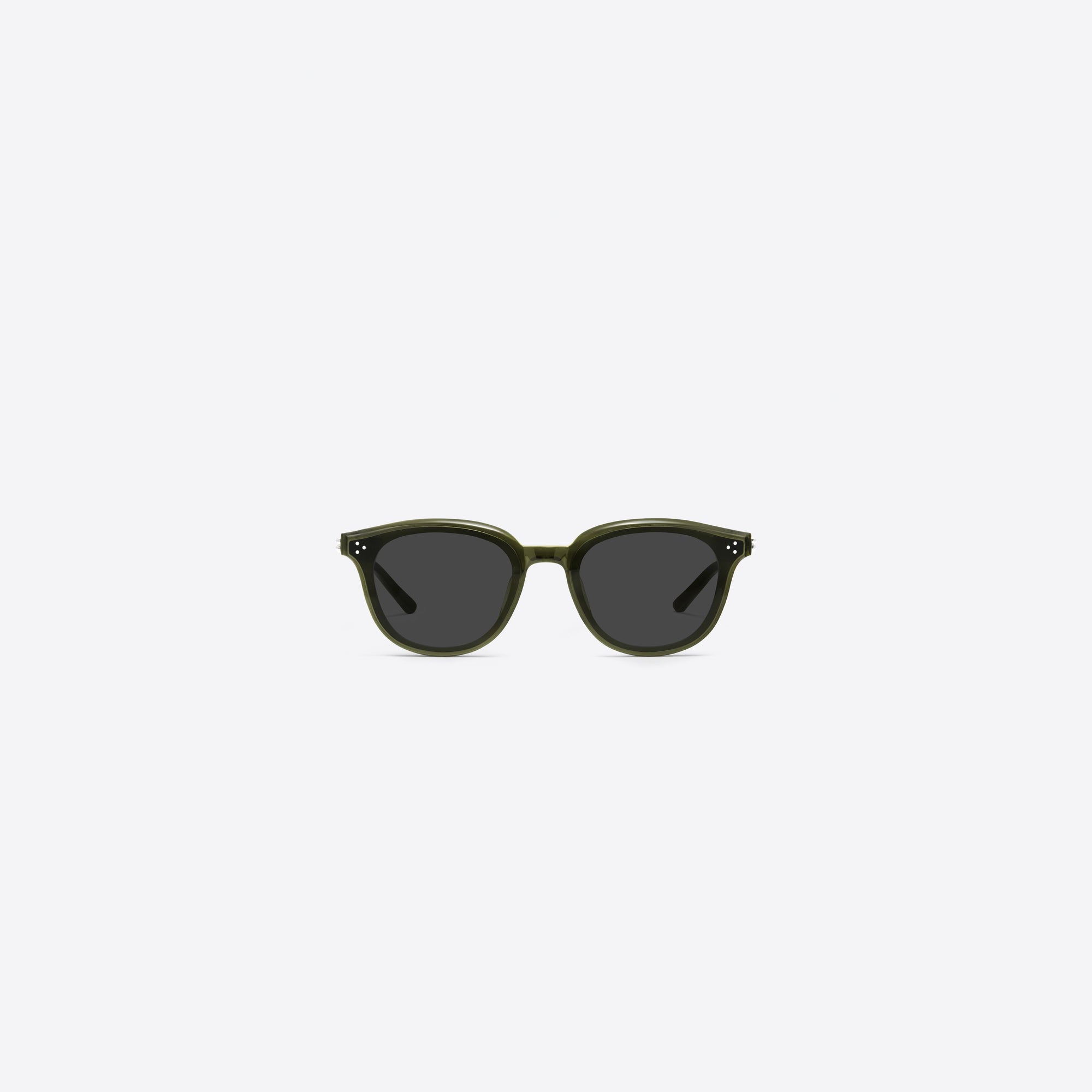 A front view of Gentle Monster Dean KC2 Green Acetate framed Round sunglasses.