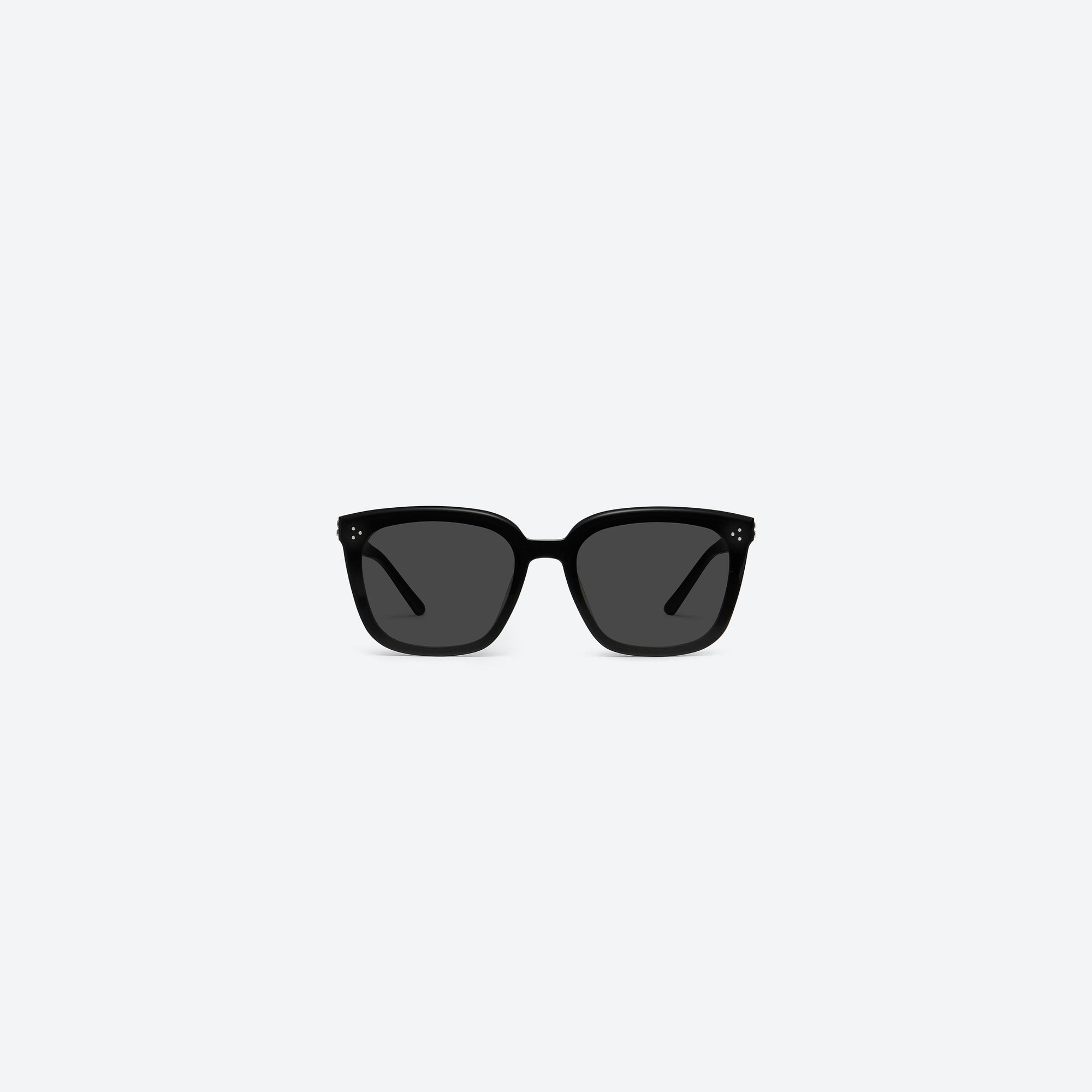 A front view of Gentle Monster My Me 01 Black Acetate framed Square sunglasses.