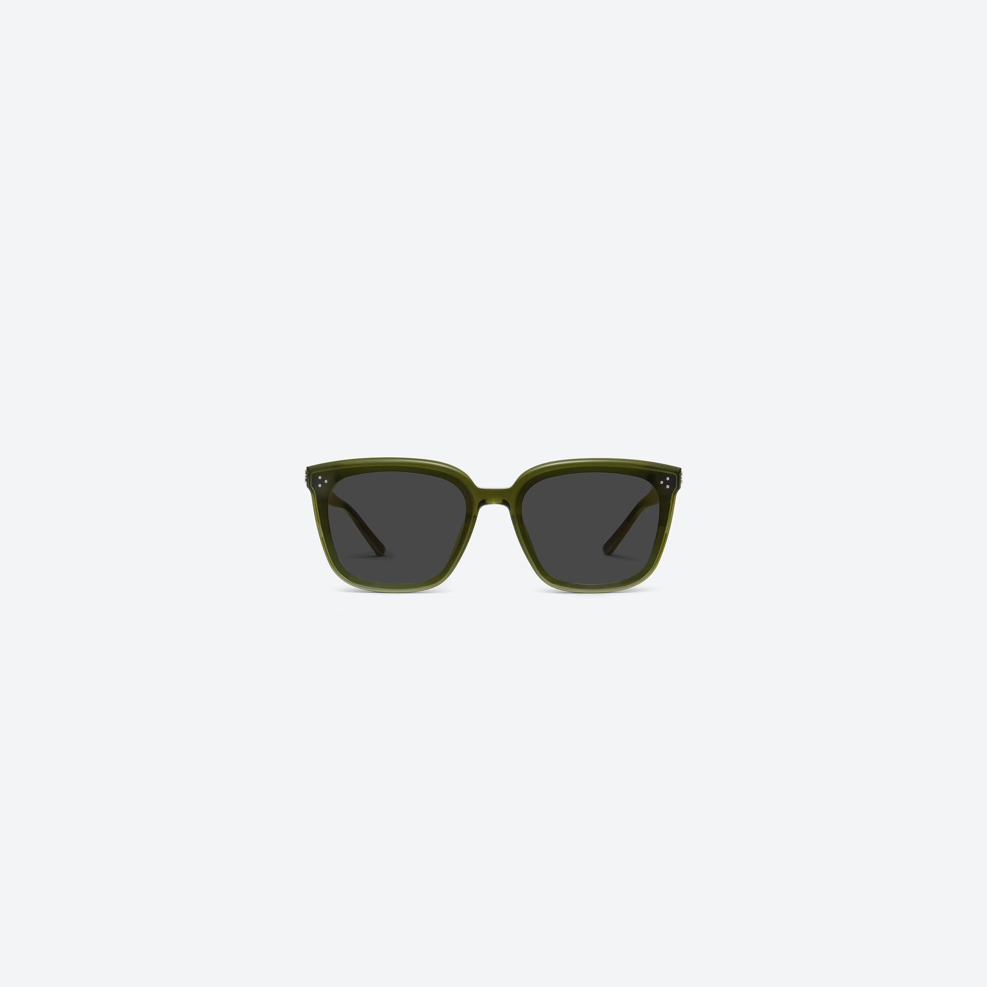 A front view of Gentle Monster My Me KC2 Green Acetate framed Square sunglasses.