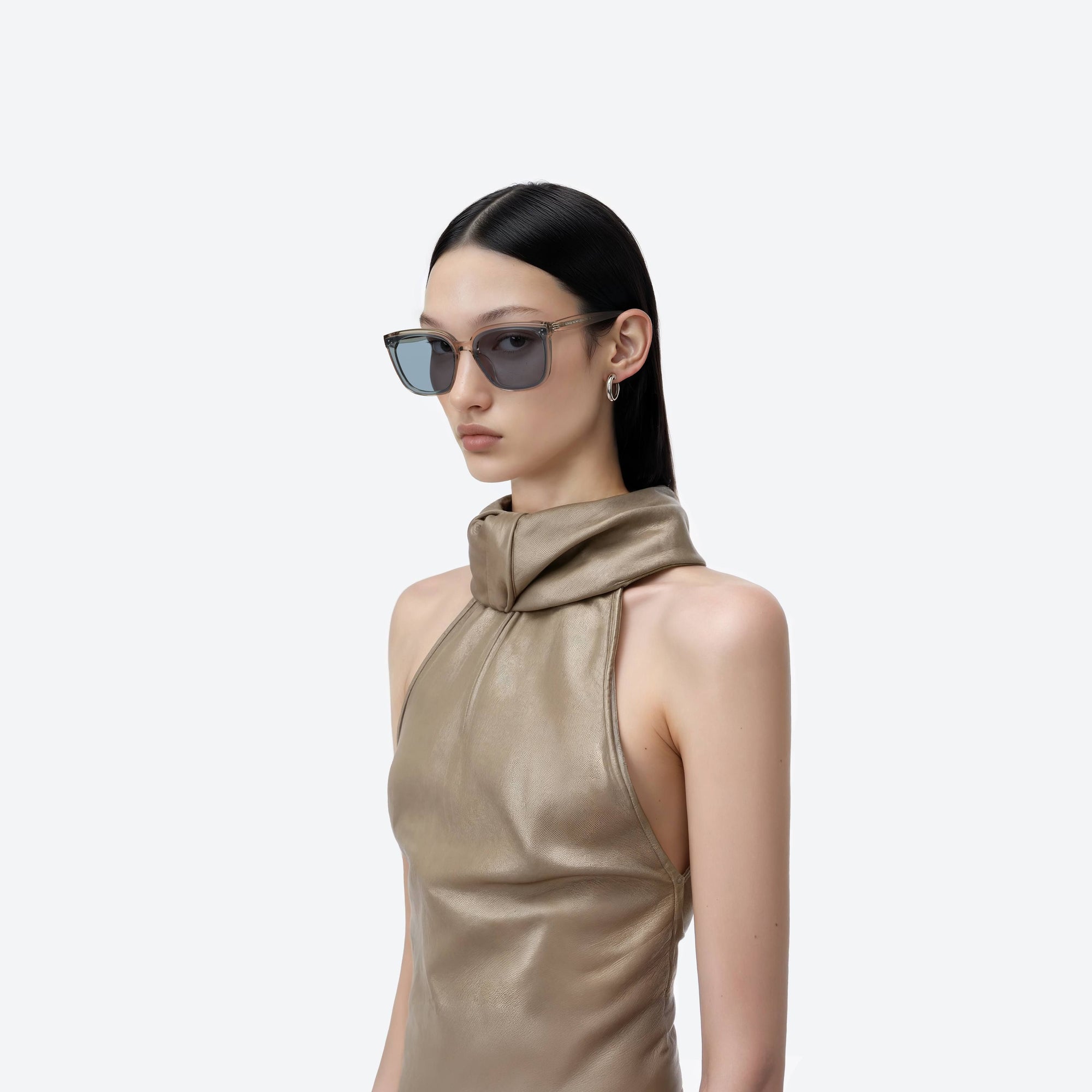 Model wearing the My Me BRC11 Brown Acetate framed Square sunglasses.