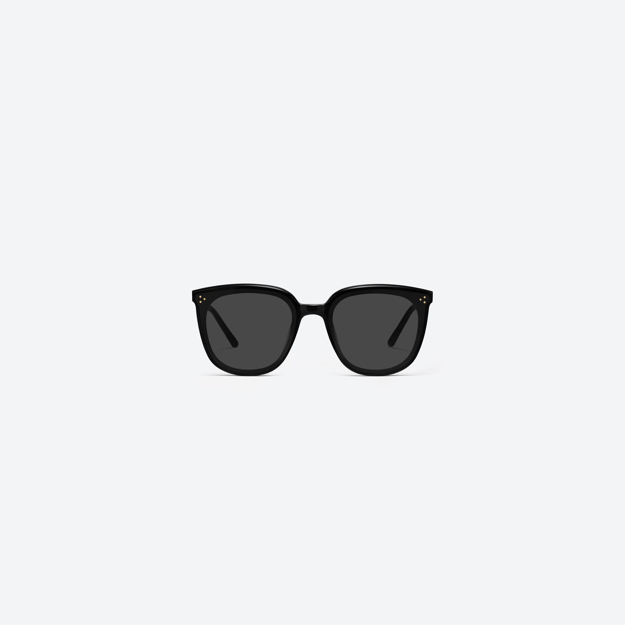A front view of Gentle Monster Lady Lang 01 Black Acetate framed Round sunglasses.