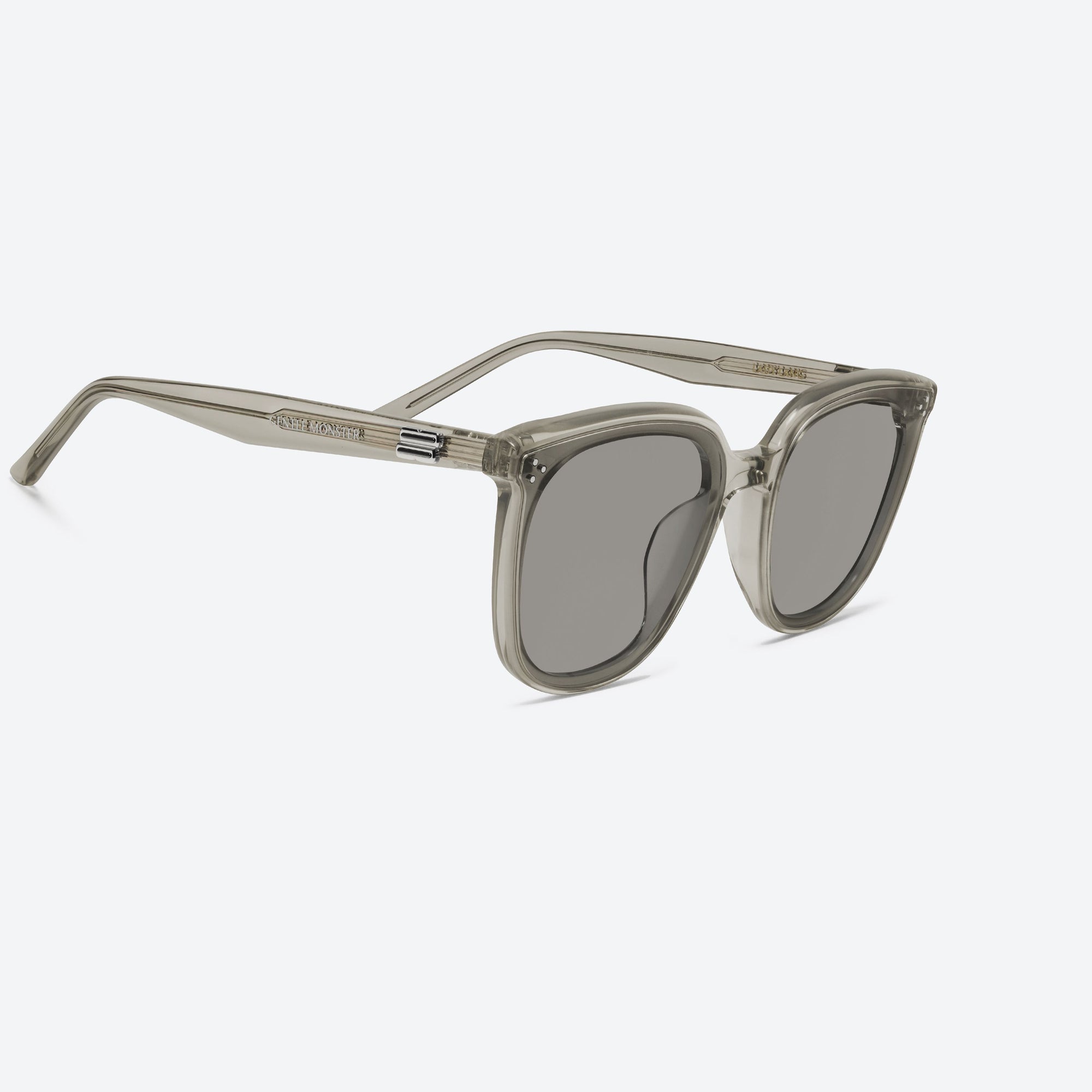 45-degree detailed view of Gentle Monster Lady Lang BRC11 Brown Acetate framed Round sunglasses.
