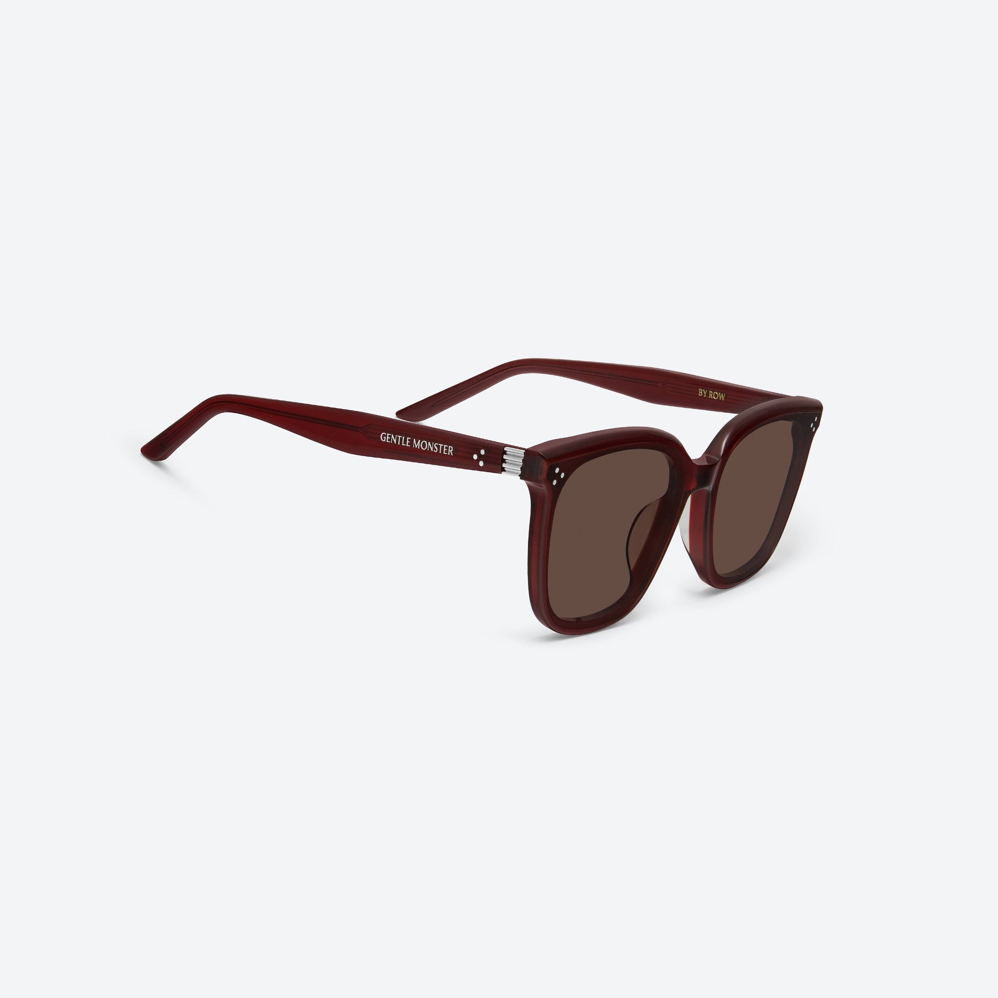 45-degree detailed view of Gentle Monster By Row RC3 Red Acetate framed Square sunglasses.