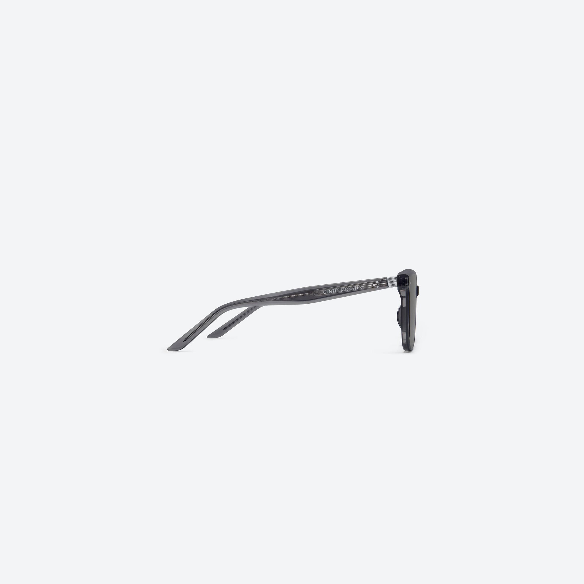 A detailed right view of Gentle Monster By Row GC12 Gray Acetate framed Square sunglasses.