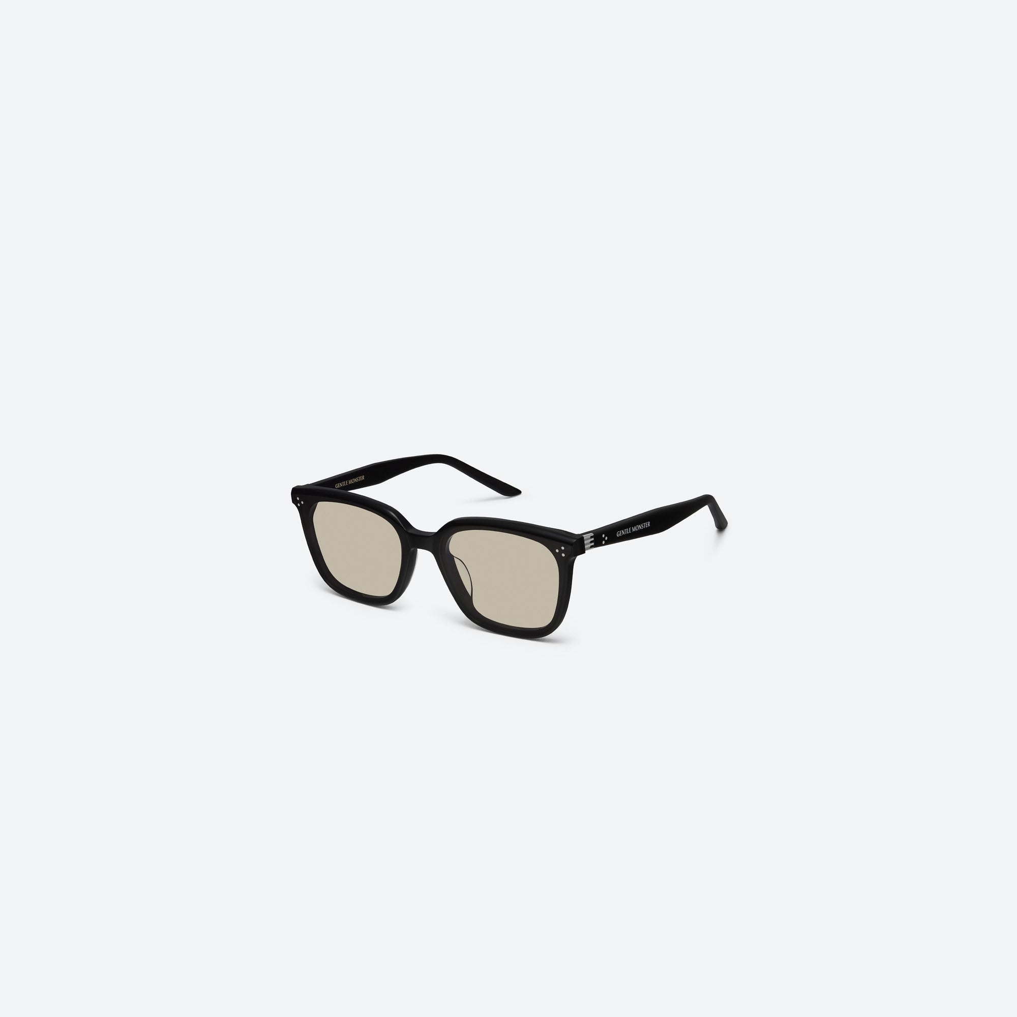45-degree view of Gentle Monster By Row 01(BR) Black Acetate framed Square sunglasses.