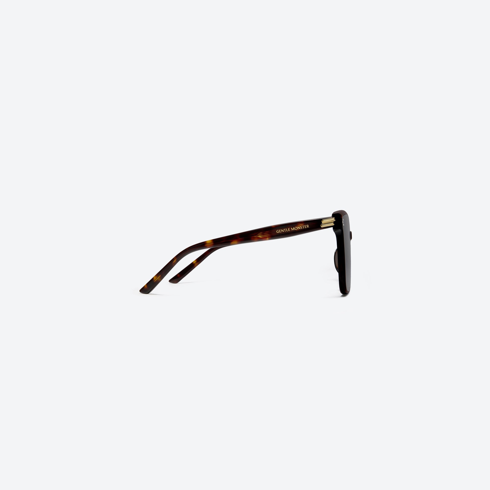 A detailed right view of Gentle Monster New Her T1 Tortoise Acetate framed Square sunglasses.
