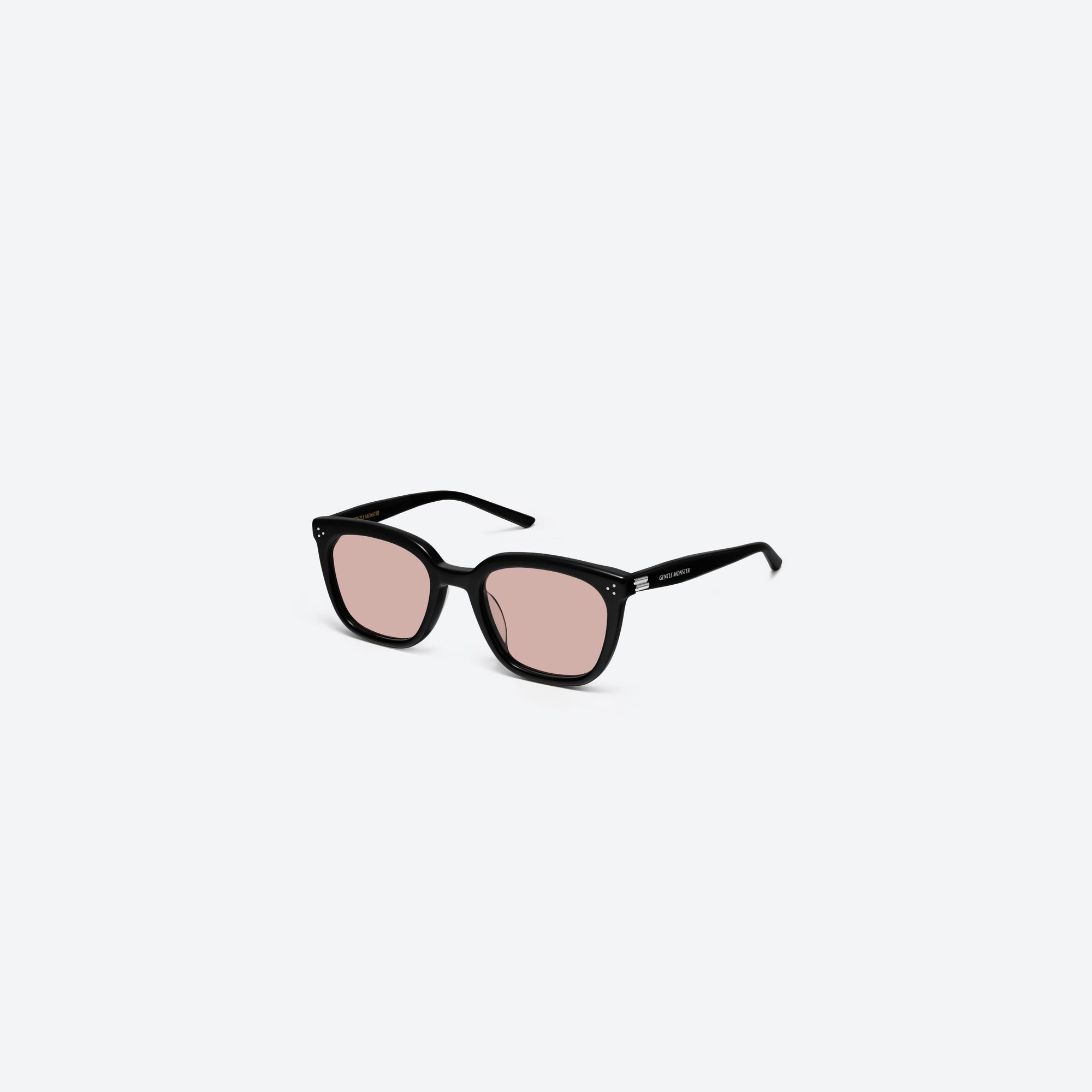 45-degree view of Gentle Monster Bloomo 01(OR) Black Acetate framed Square sunglasses.
