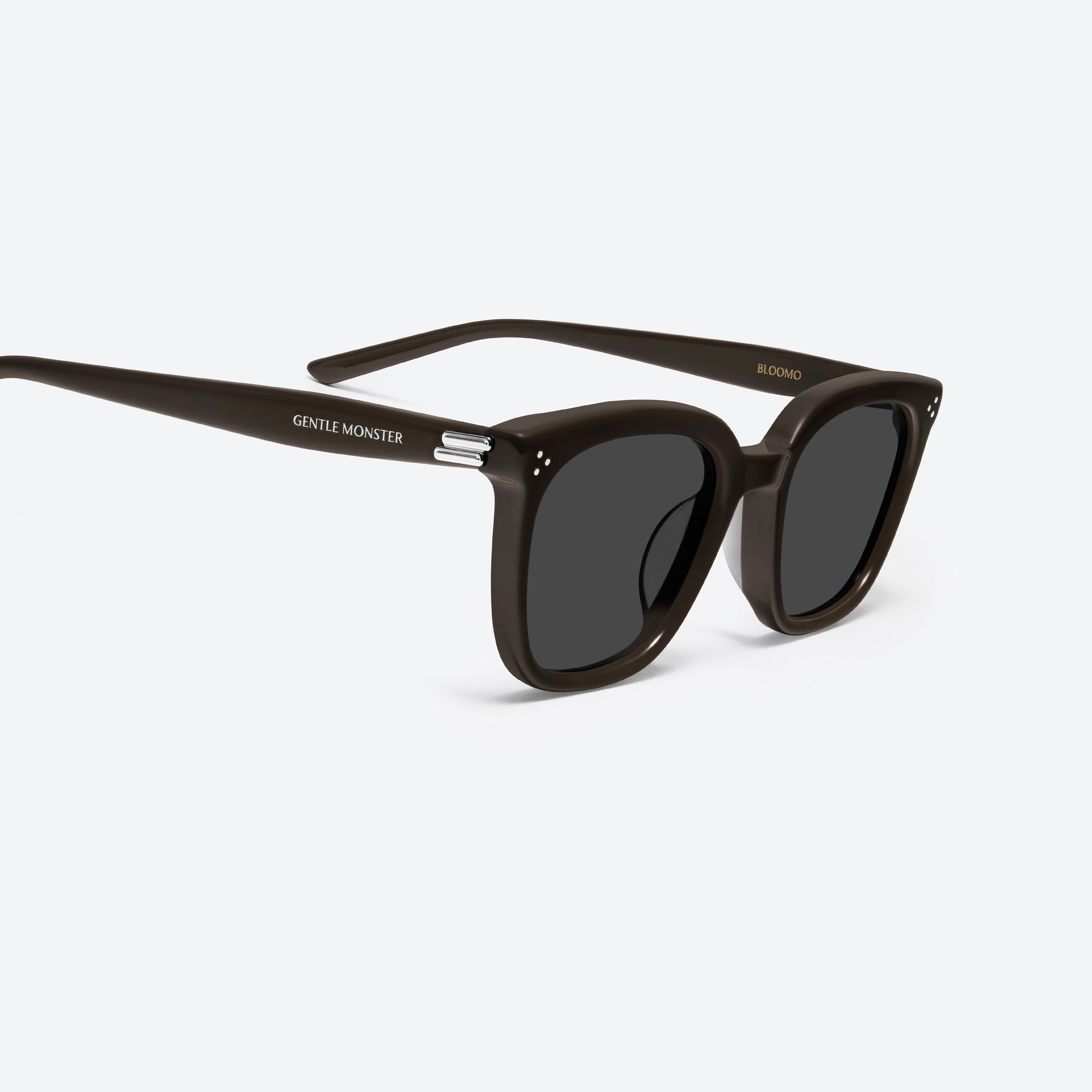 45-degree detailed view of Gentle Monster Bloomo BR3 Brown Acetate framed Square sunglasses.