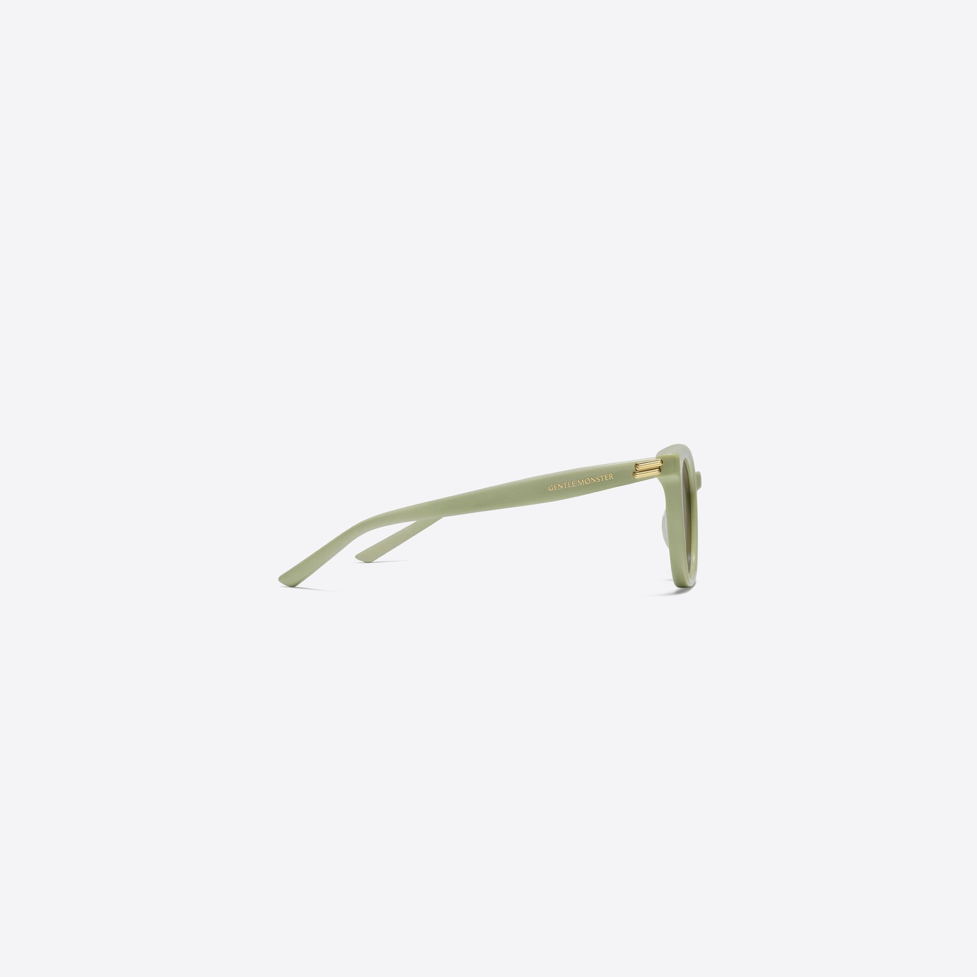 A detailed right view of Gentle Monster Bloomo GR9 Green Acetate framed Square sunglasses.