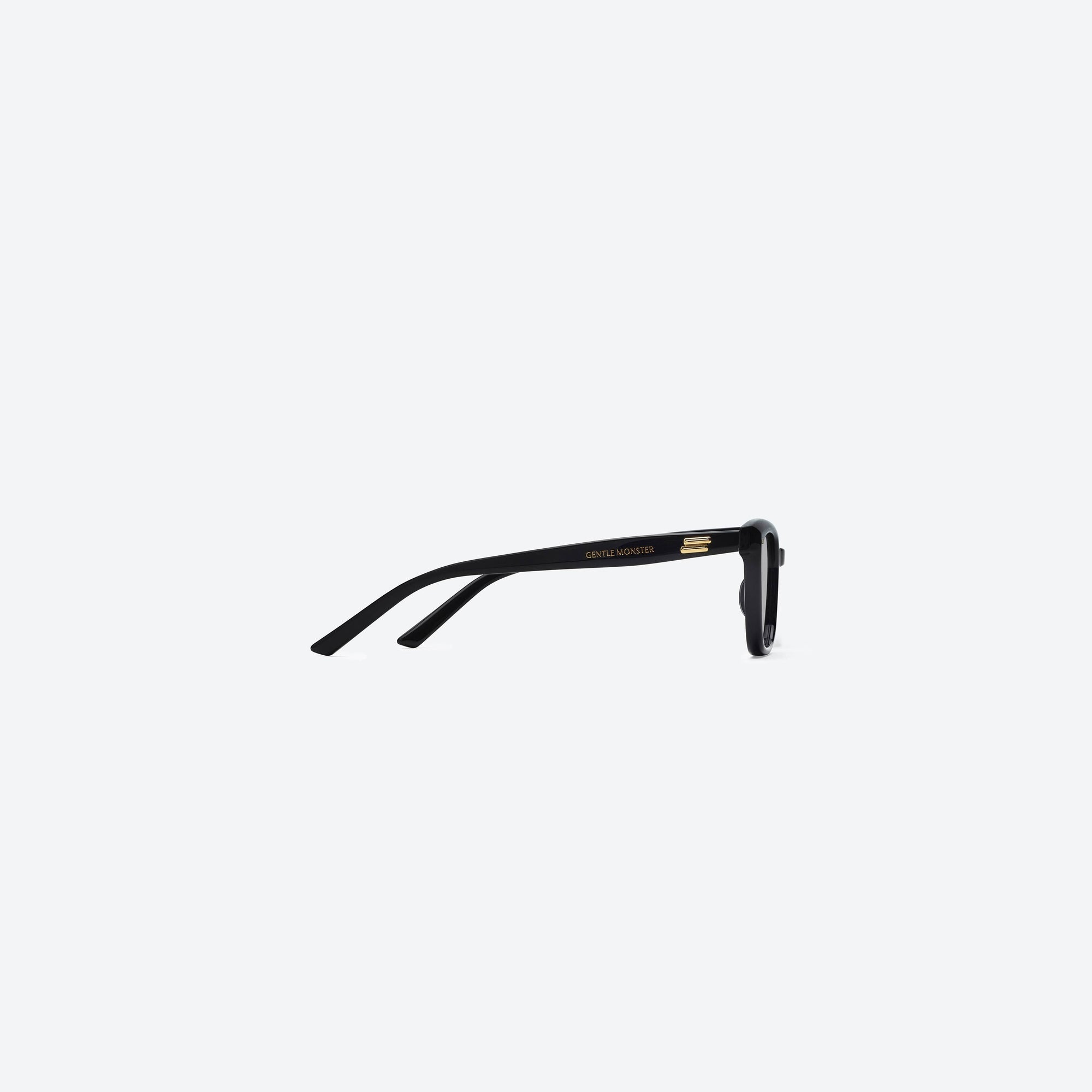 A detailed right view of Gentle Monster Breezebe 01 Black Acetate framed Square sunglasses.