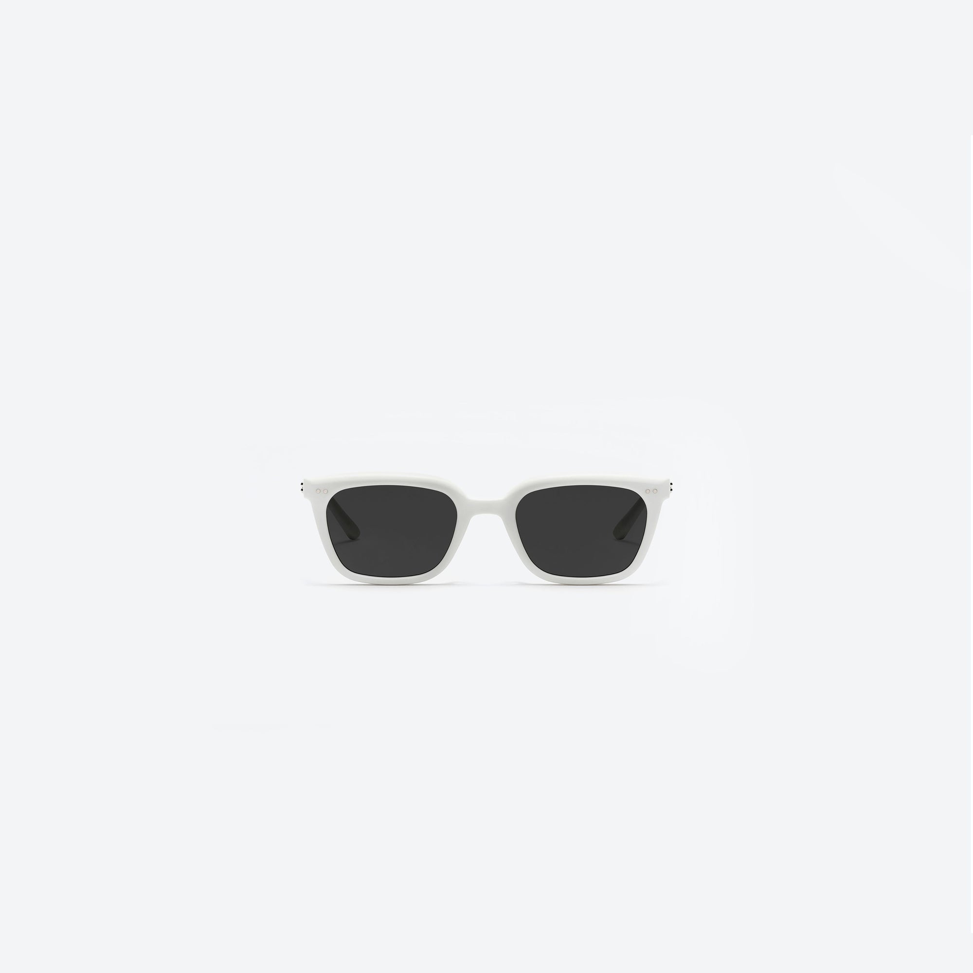 A front view of Gentle Monster Breezebe W2 White Acetate framed Square sunglasses.