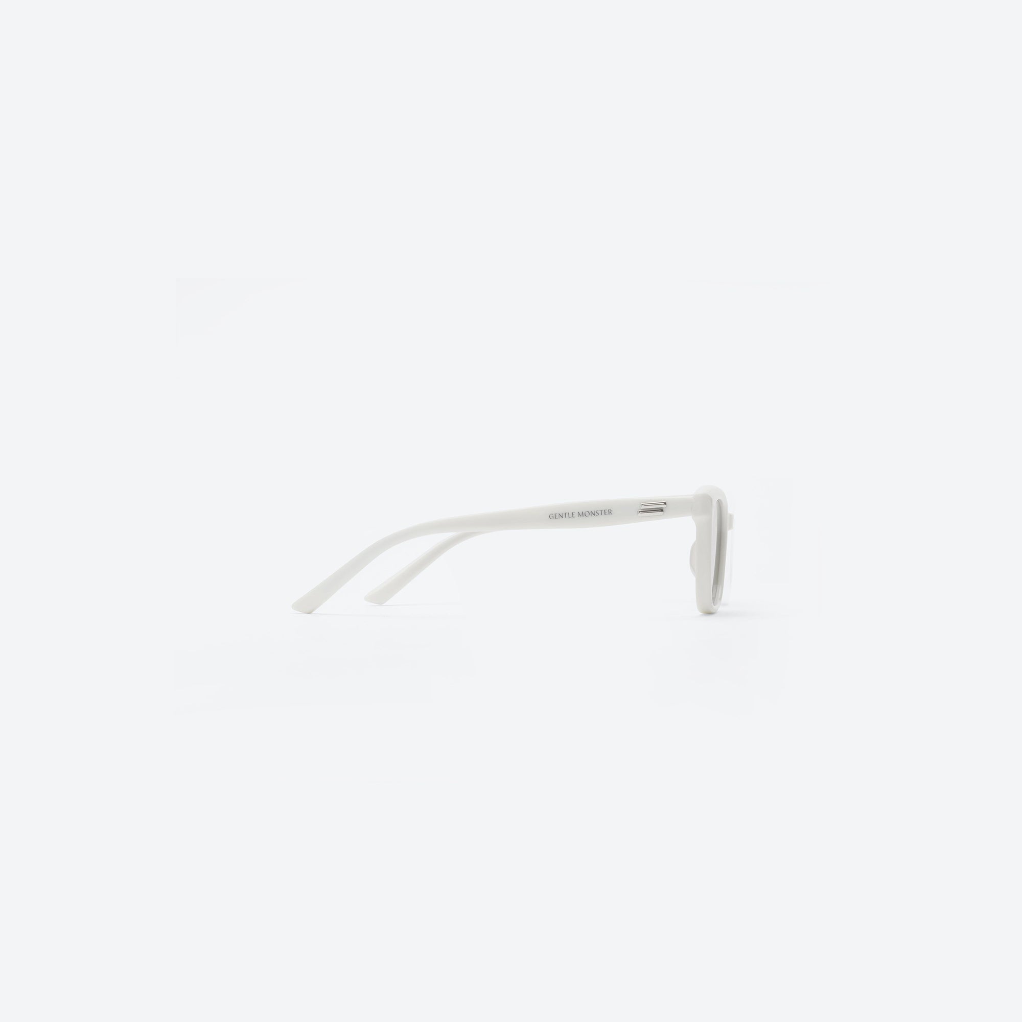 A detailed right view of Gentle Monster Breezebe W2 White Acetate framed Square sunglasses.