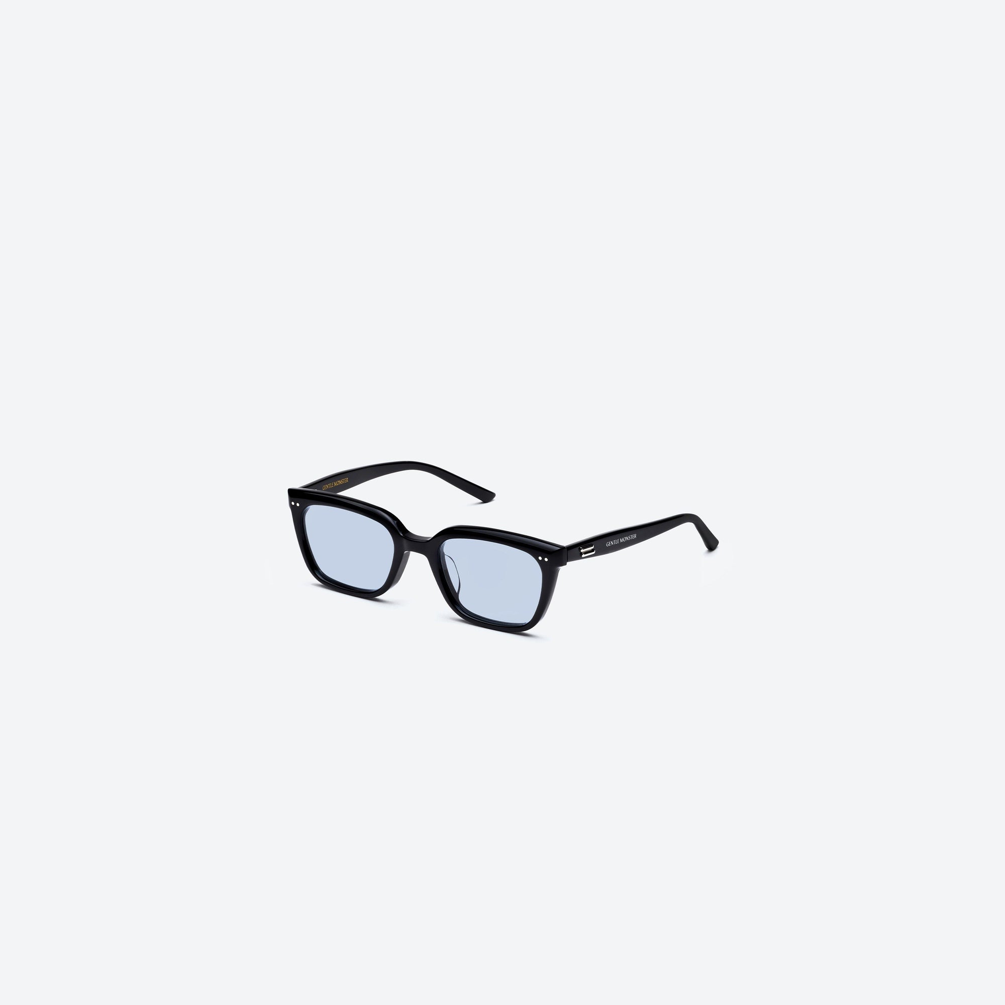 45-degree view of Gentle Monster Breezebe 01(BL) Black Acetate framed Square sunglasses.