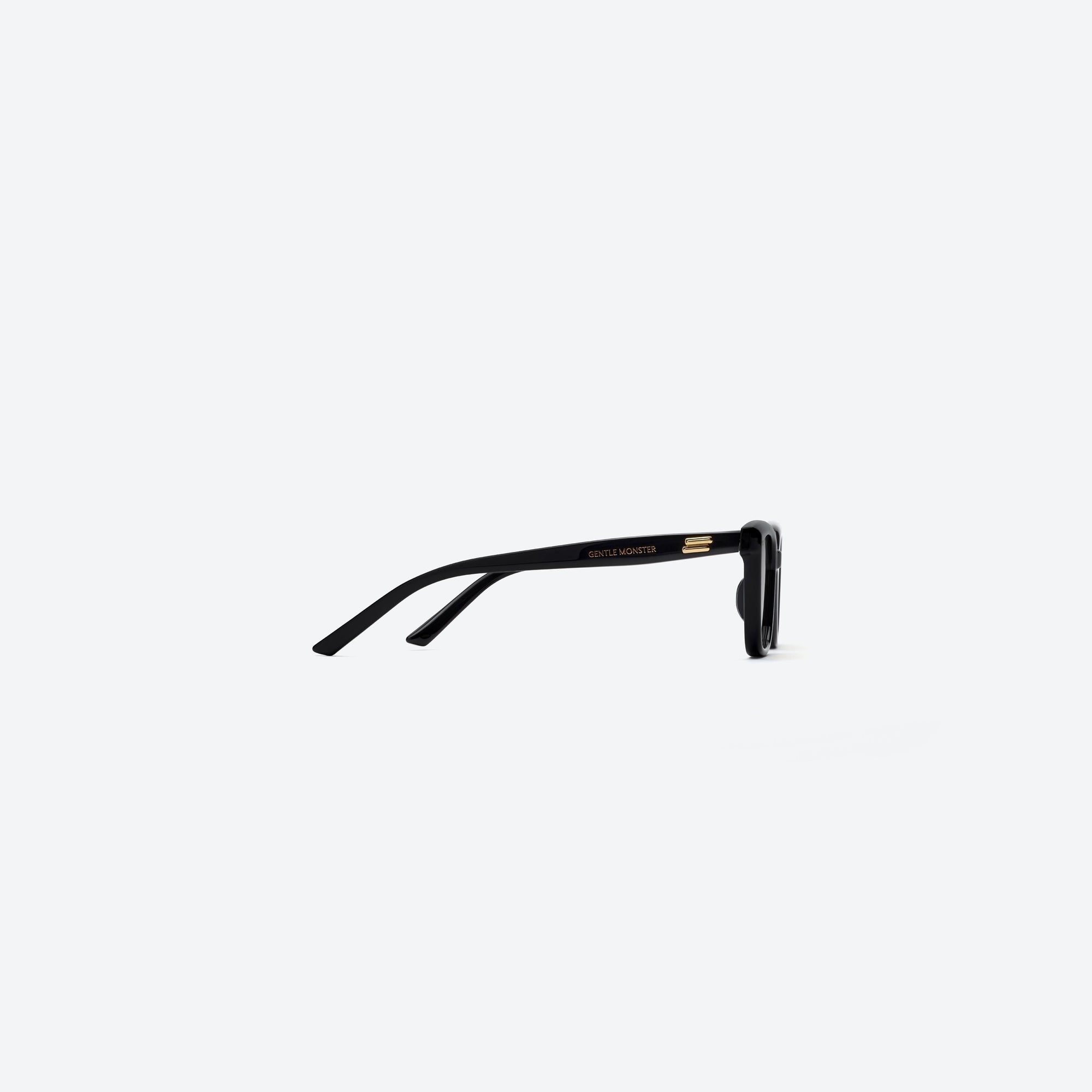 A detailed right view of Gentle Monster Breezebe 01(BR) Black Acetate framed Square sunglasses.