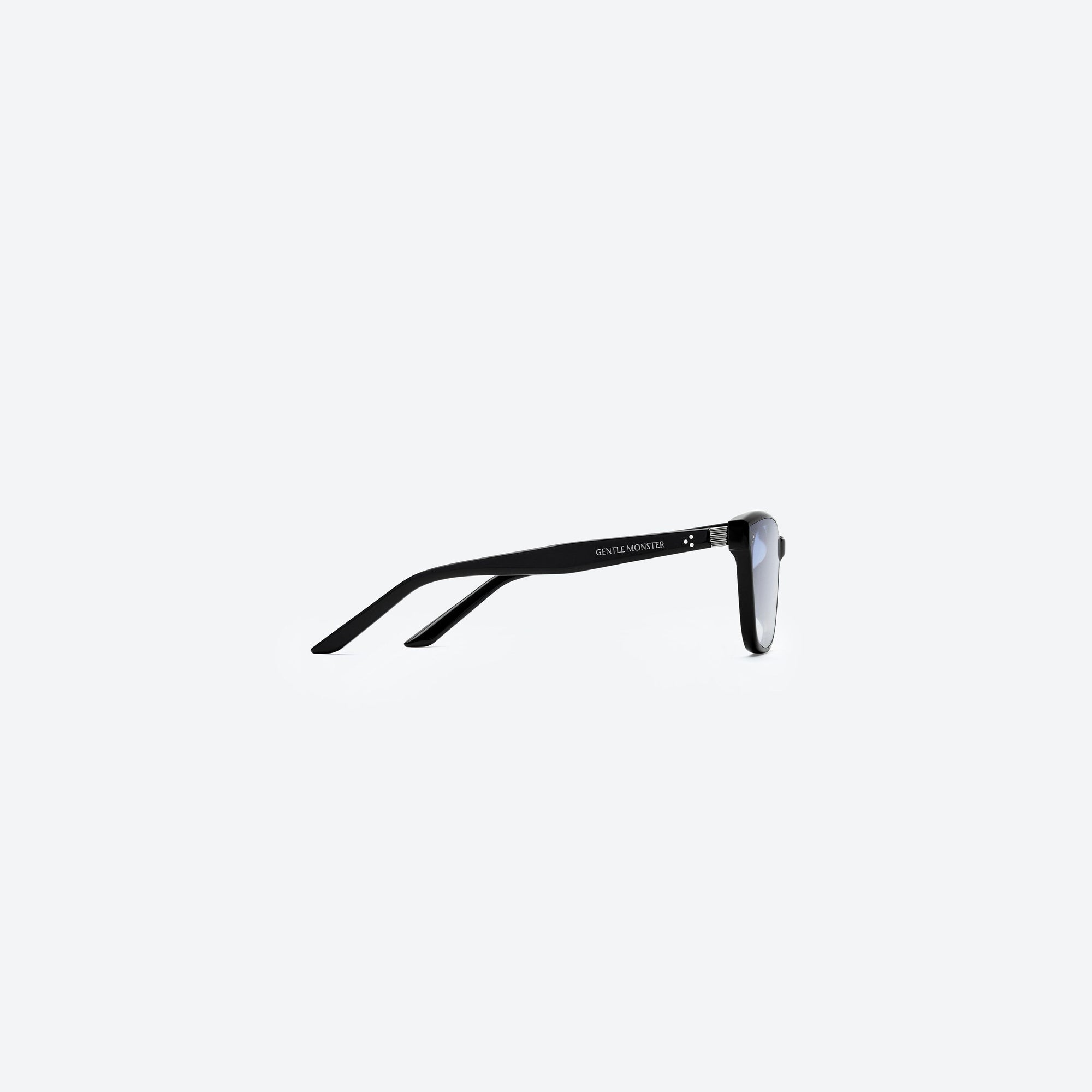 A detailed right view of Gentle Monster Numer 01(BLG) Black Acetate framed Square sunglasses.