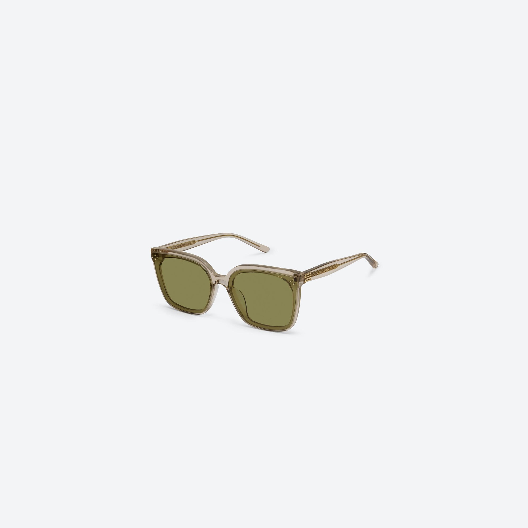 45-degree view of Gentle Monster Piana BRC18 Brown Acetate framed Square sunglasses.