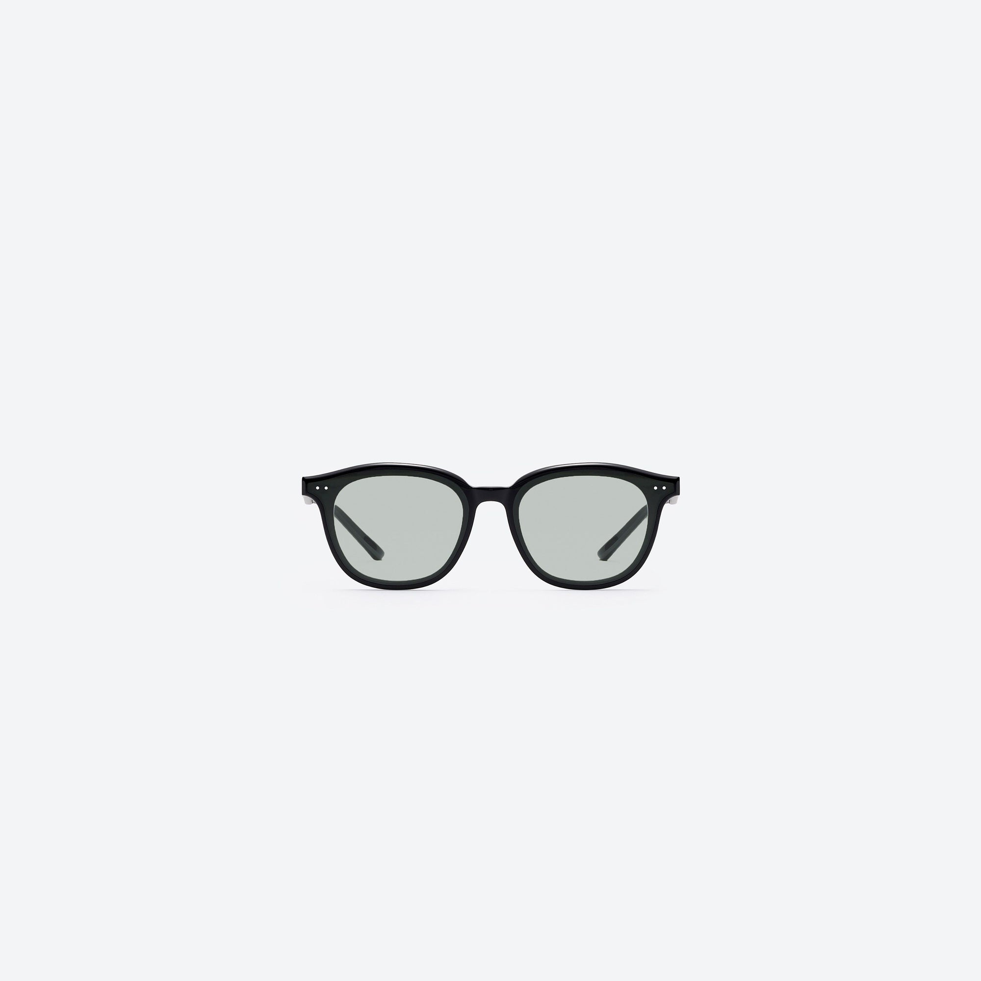 A front view of Gentle Monster Jude 01(GR) Black Acetate framed Round sunglasses.