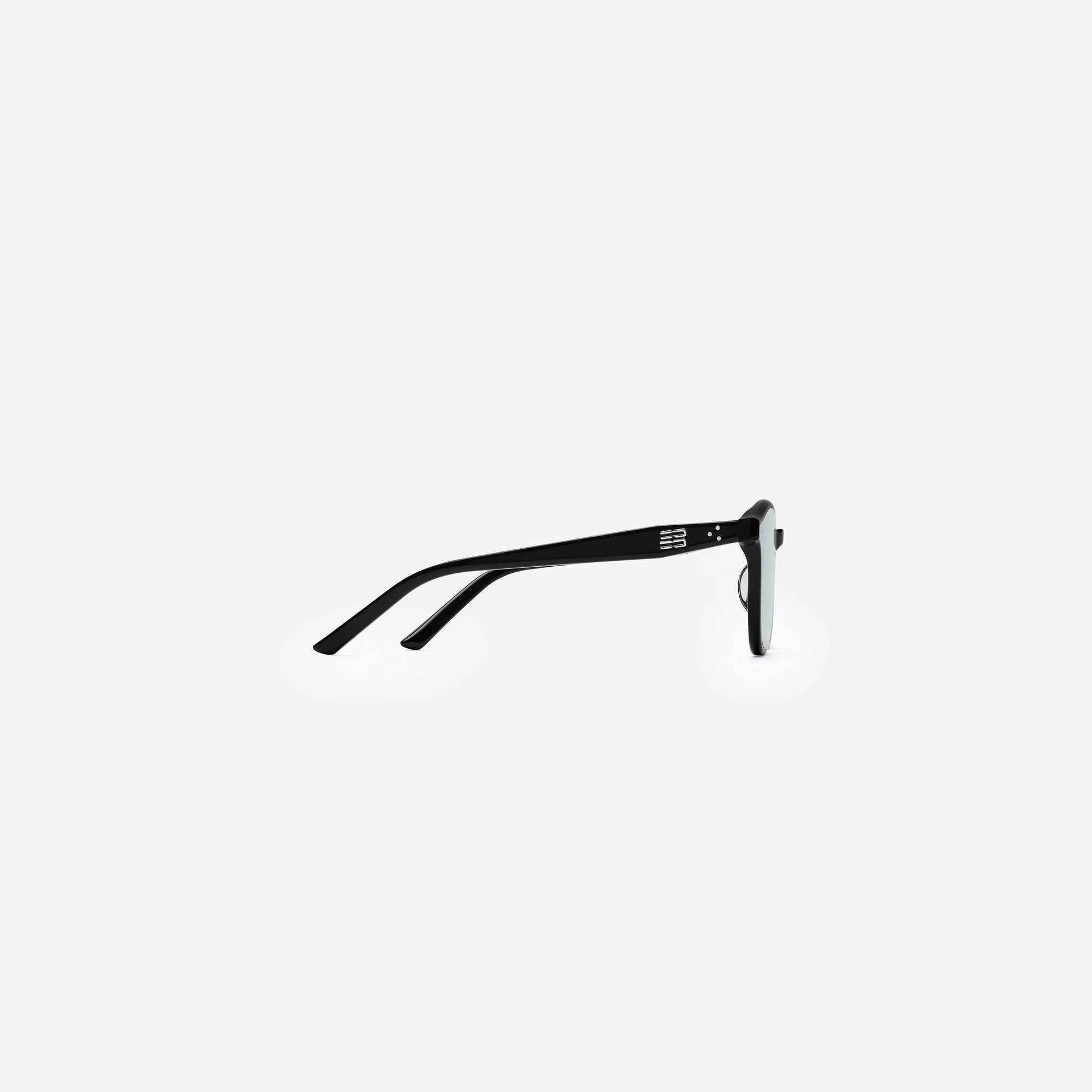 A detailed right view of Gentle Monster Jude 01(GR) Black Acetate framed Round sunglasses.
