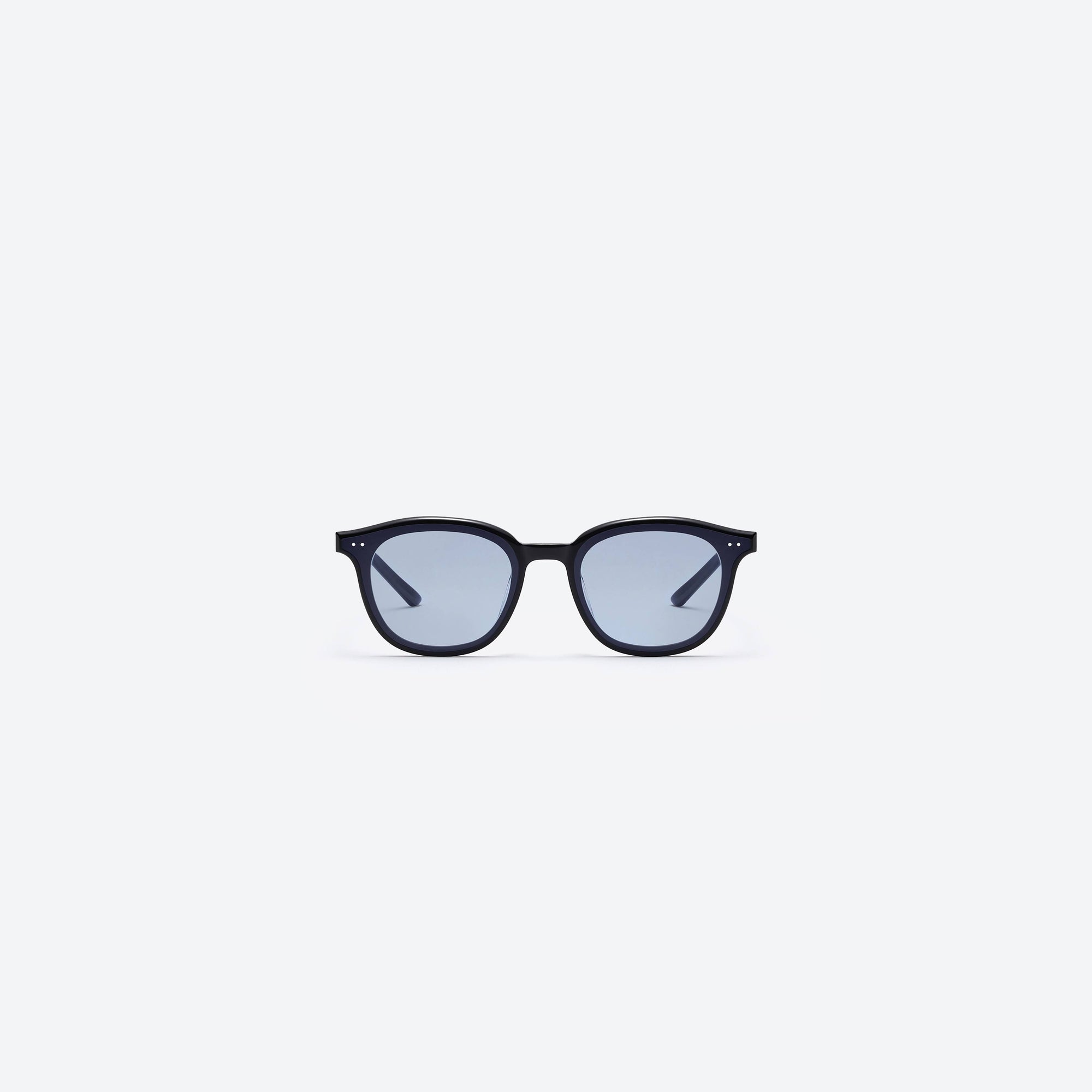 A front view of Gentle Monster Jude 01(BL) Black Acetate framed Round sunglasses.