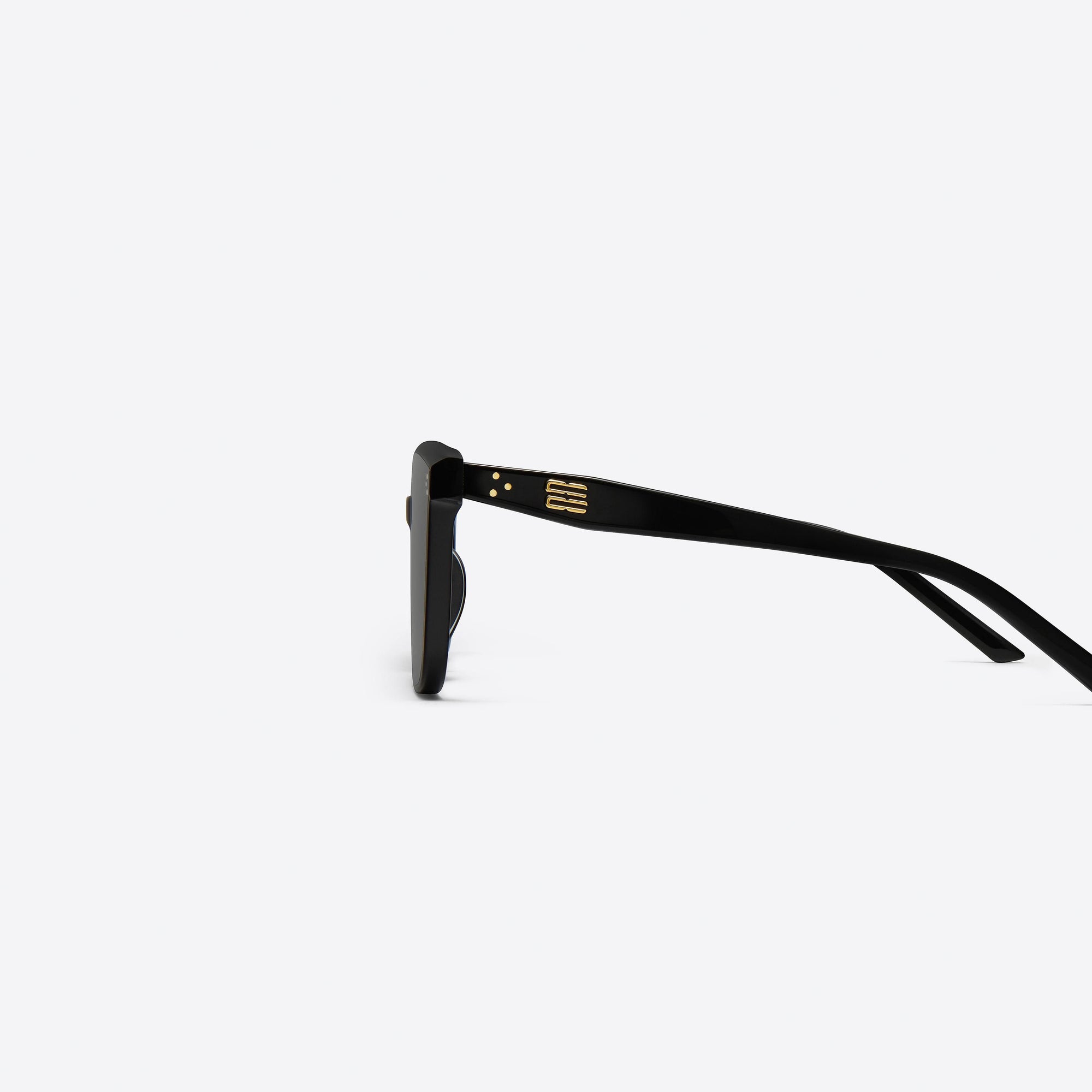 A detailed left view of Gentle Monster Loloe 01 Black Acetate framed Square sunglasses.