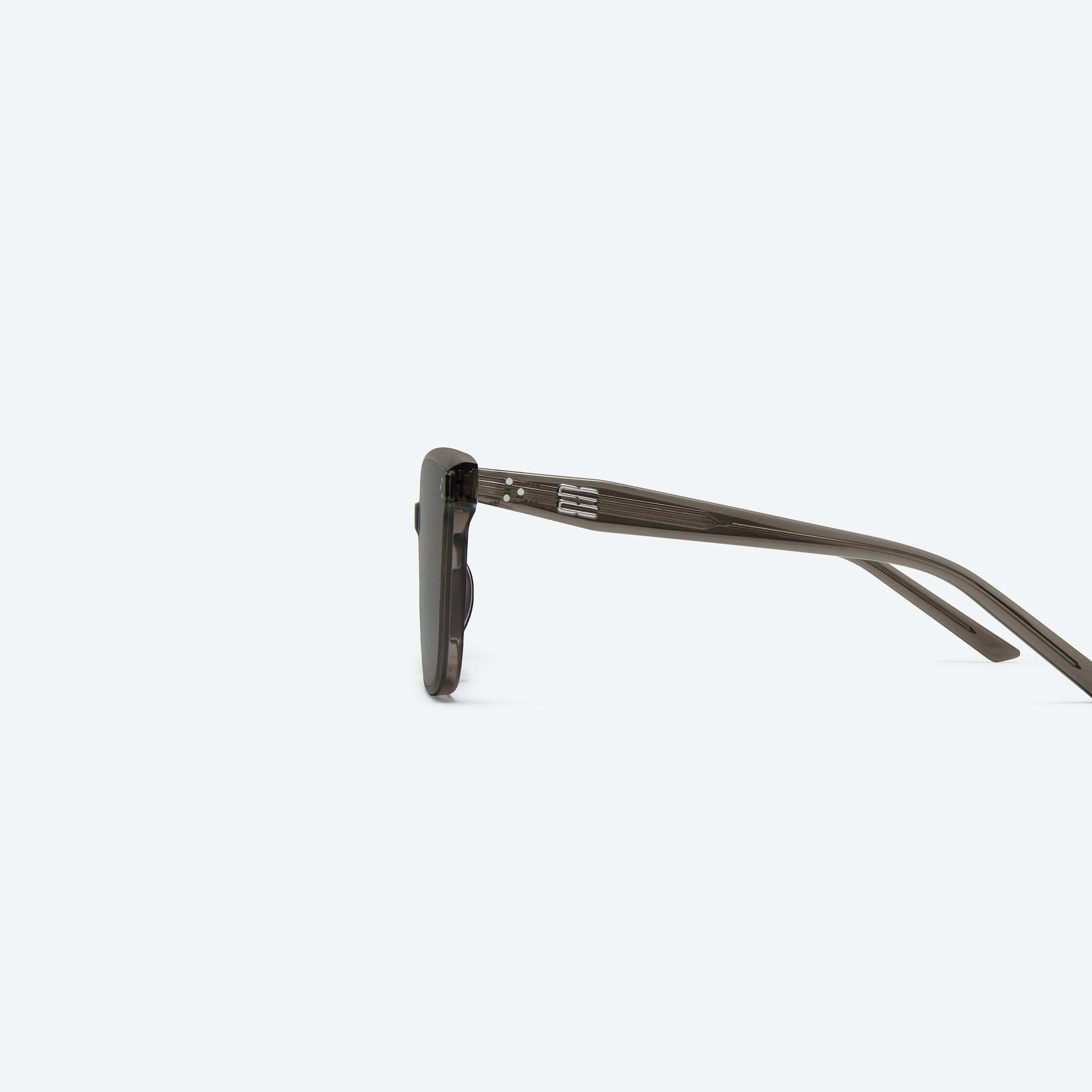 A detailed left view of Gentle Monster Loloe BRC17 Brown Acetate framed Square sunglasses.
