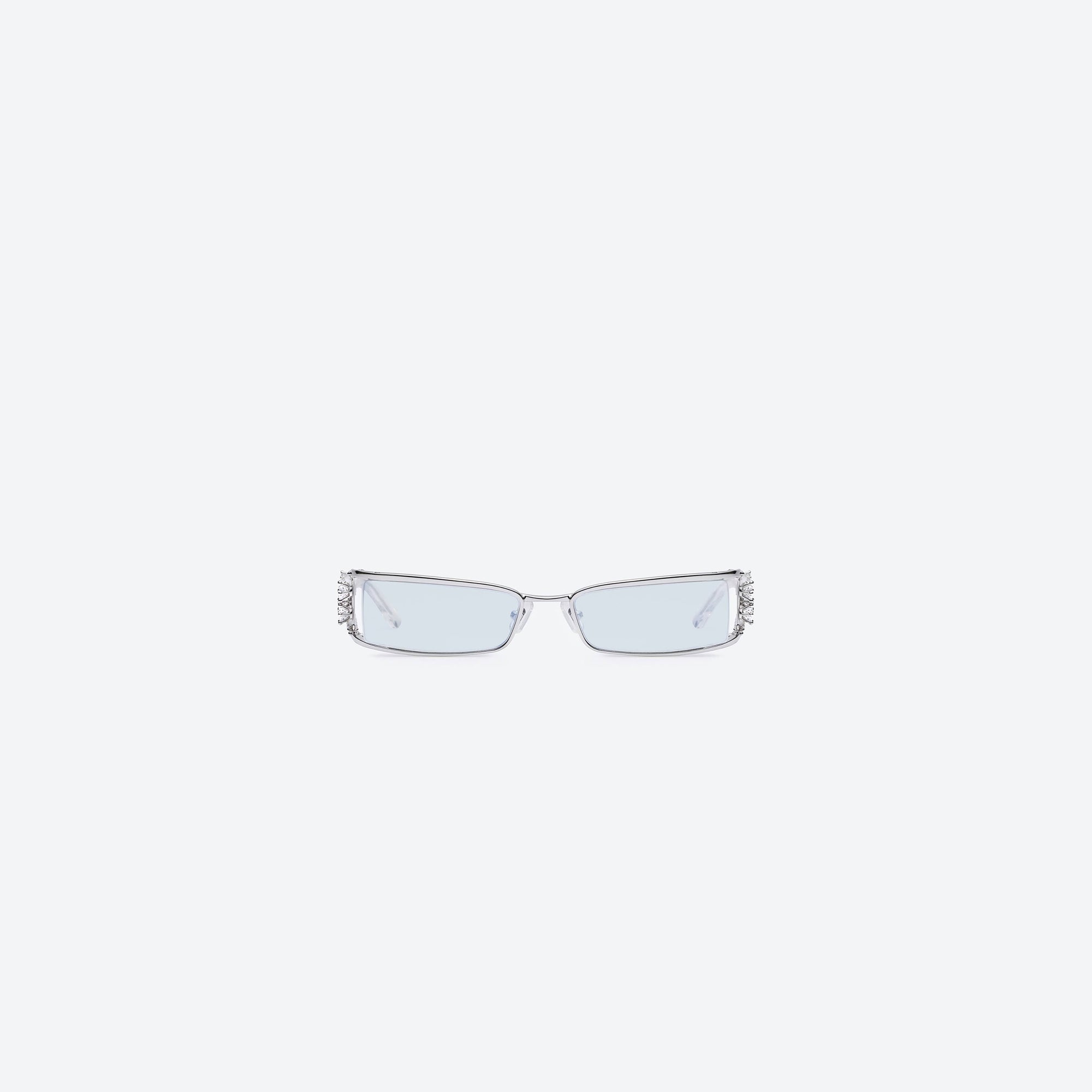A front view of Gentle Monster Kiira 02(BLM) Silver Metal framed Square sunglasses.