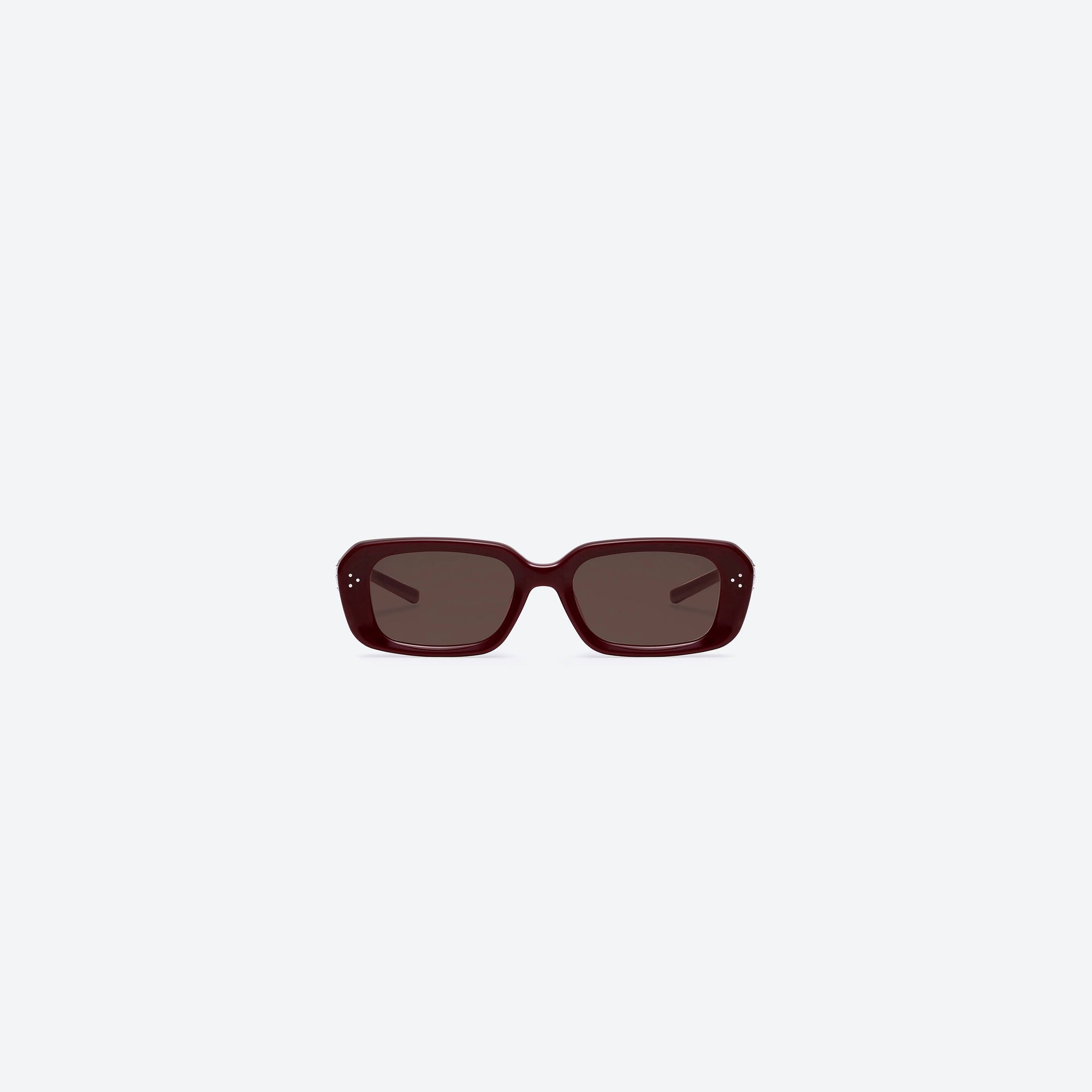 A front view of Gentle Monster Phantom R8 Red Acetate framed Square sunglasses.