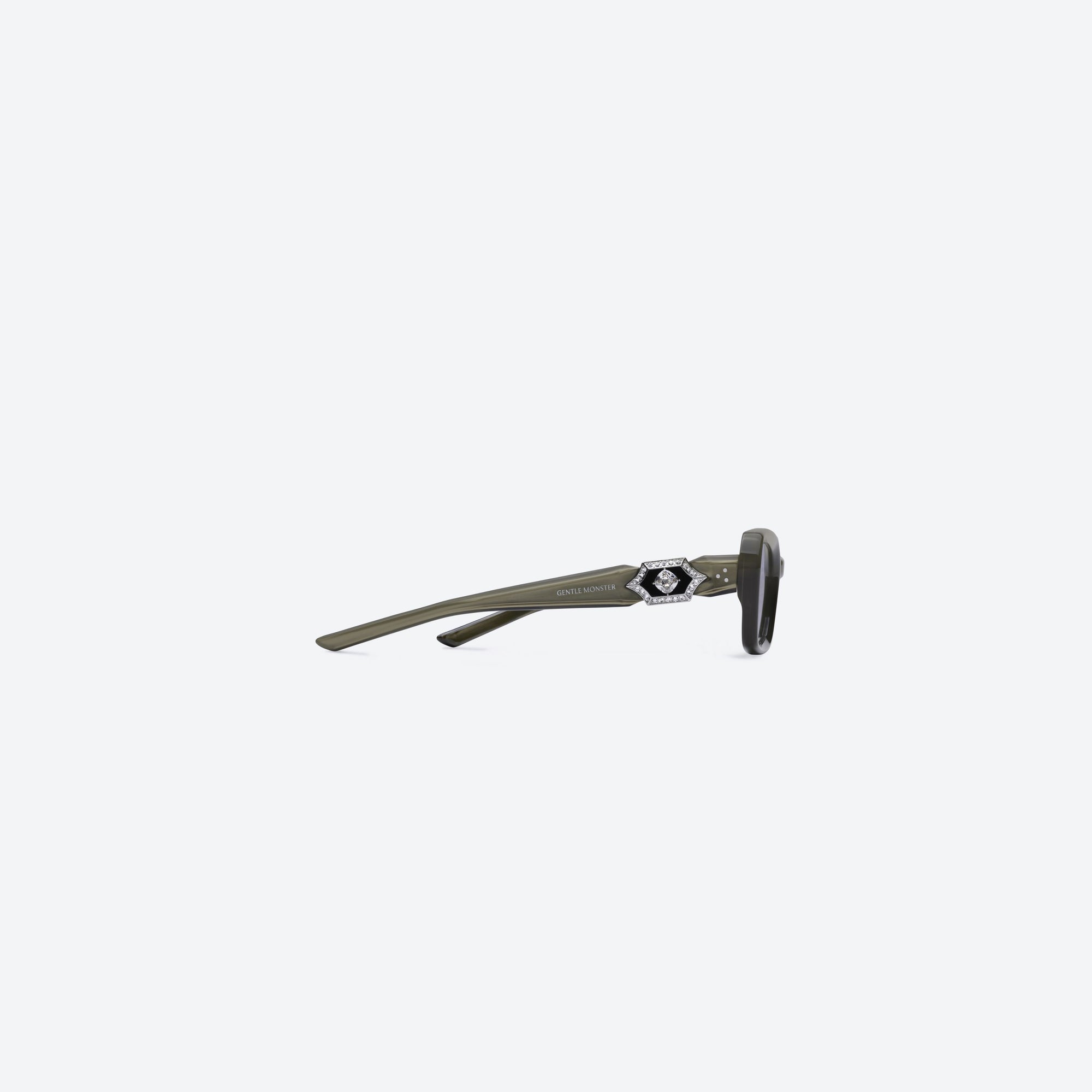 A detailed right view of Gentle Monster Phantom BRC16 Brown Acetate framed Square sunglasses.