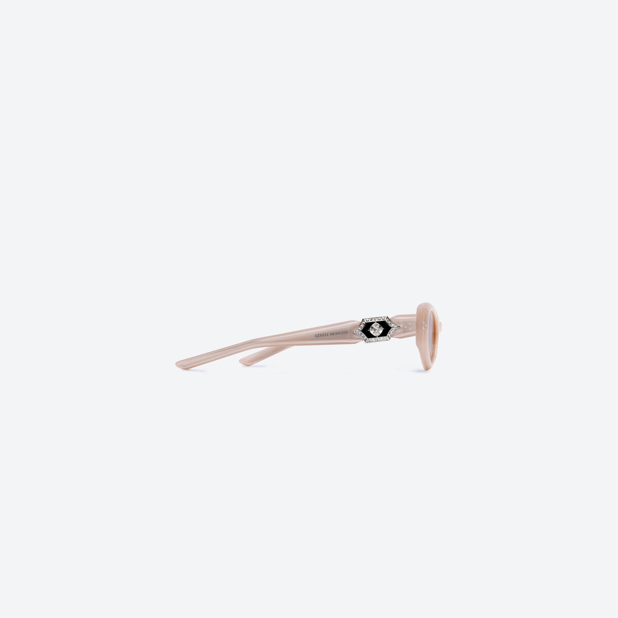A detailed right view of Gentle Monster Ruvy Van PC15 Pink Acetate framed Cat-eye sunglasses.