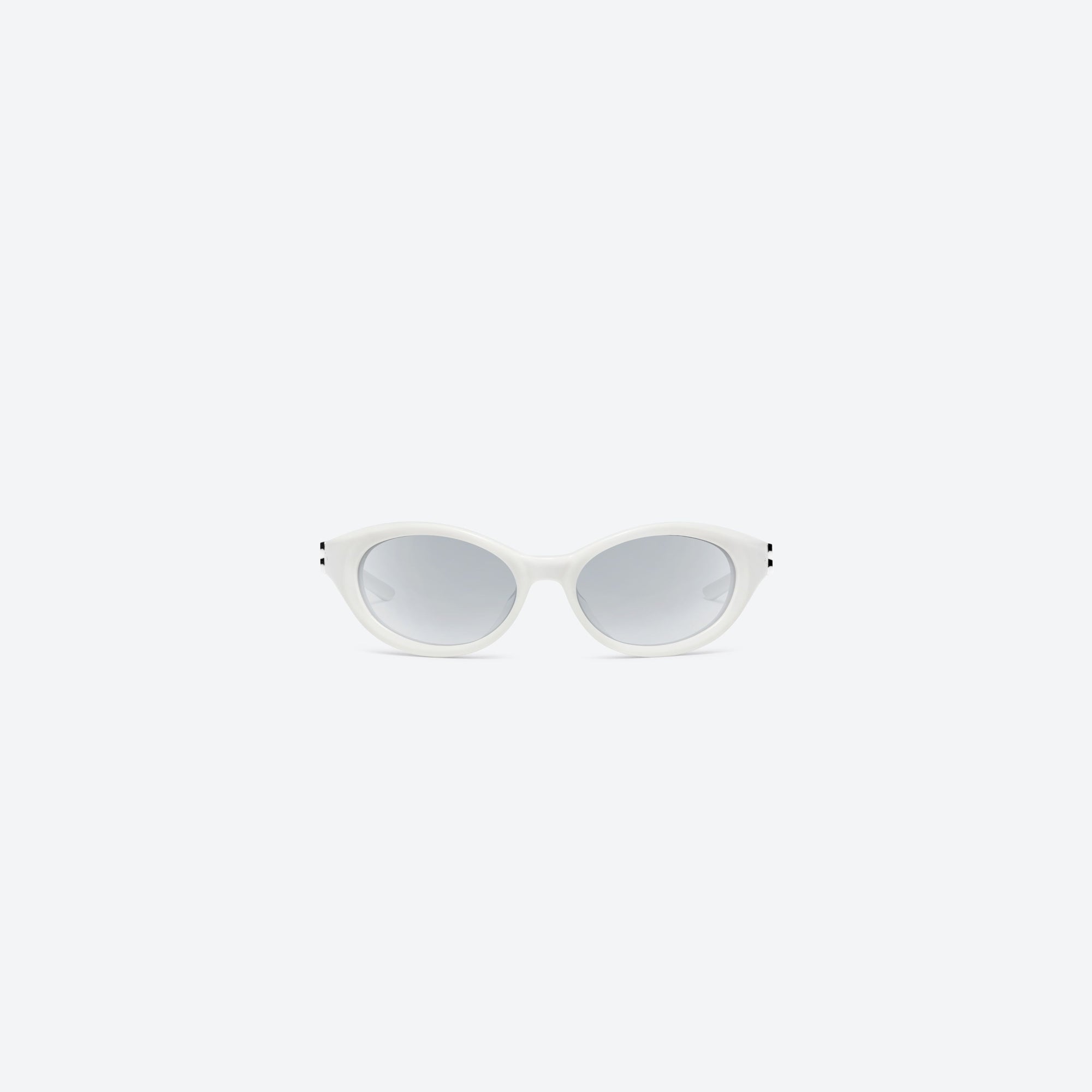 A front view of Gentle Monster Ion W2 White Acetate framed Wraparound sunglasses.
