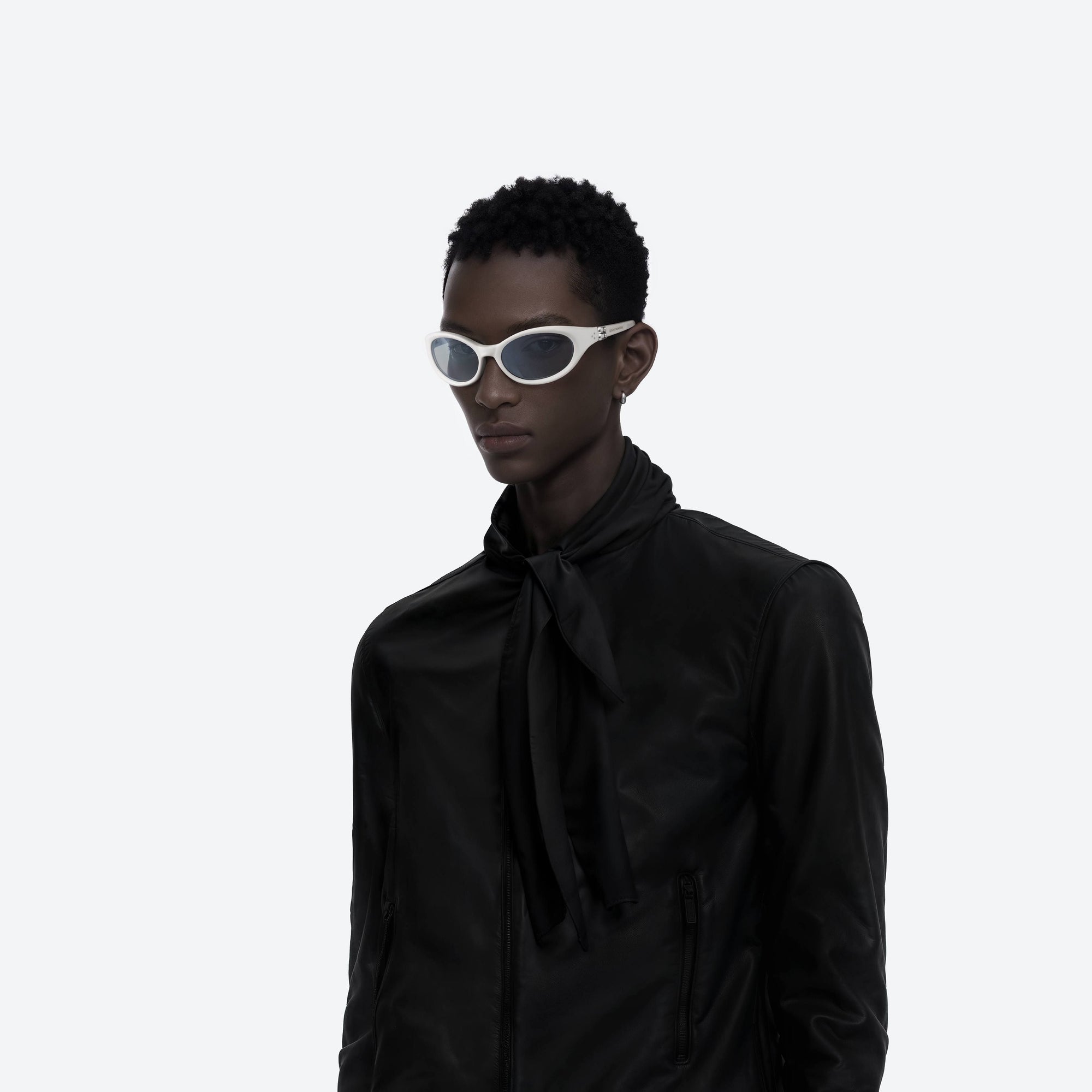 Model wearing the Ion W2 White Acetate framed Wraparound sunglasses.