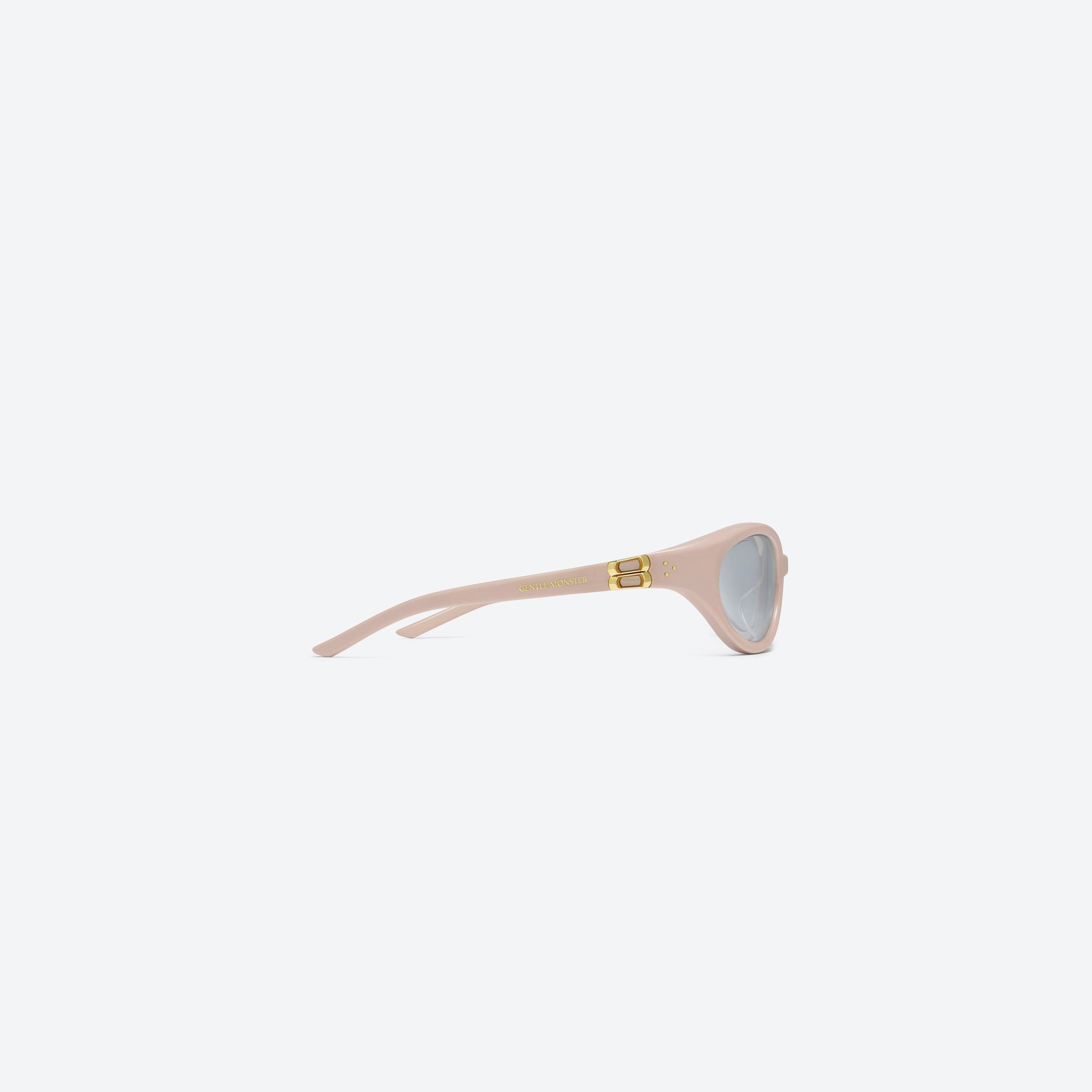 A detailed right view of Gentle Monster Ion P7 Pink Acetate framed Wraparound sunglasses.