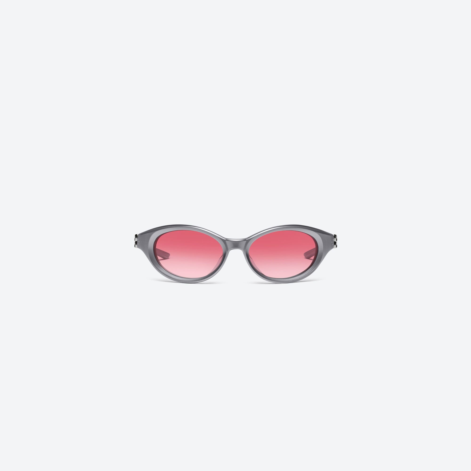 A front view of Gentle Monster Ion G13 Gray Acetate framed Wraparound sunglasses.