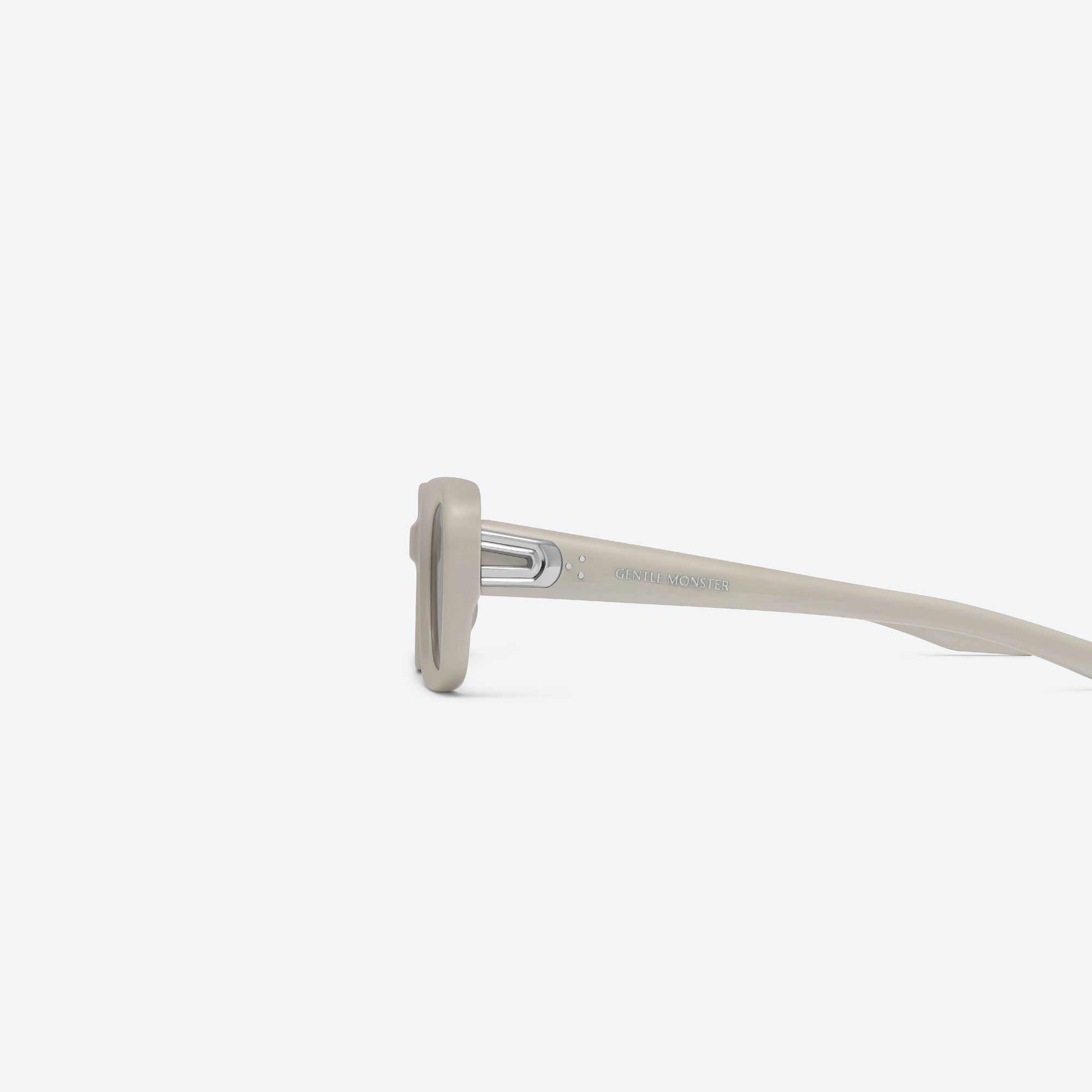 A detailed left view of Gentle Monster Melrose IV3 Ivory Acetate framed Square sunglasses.