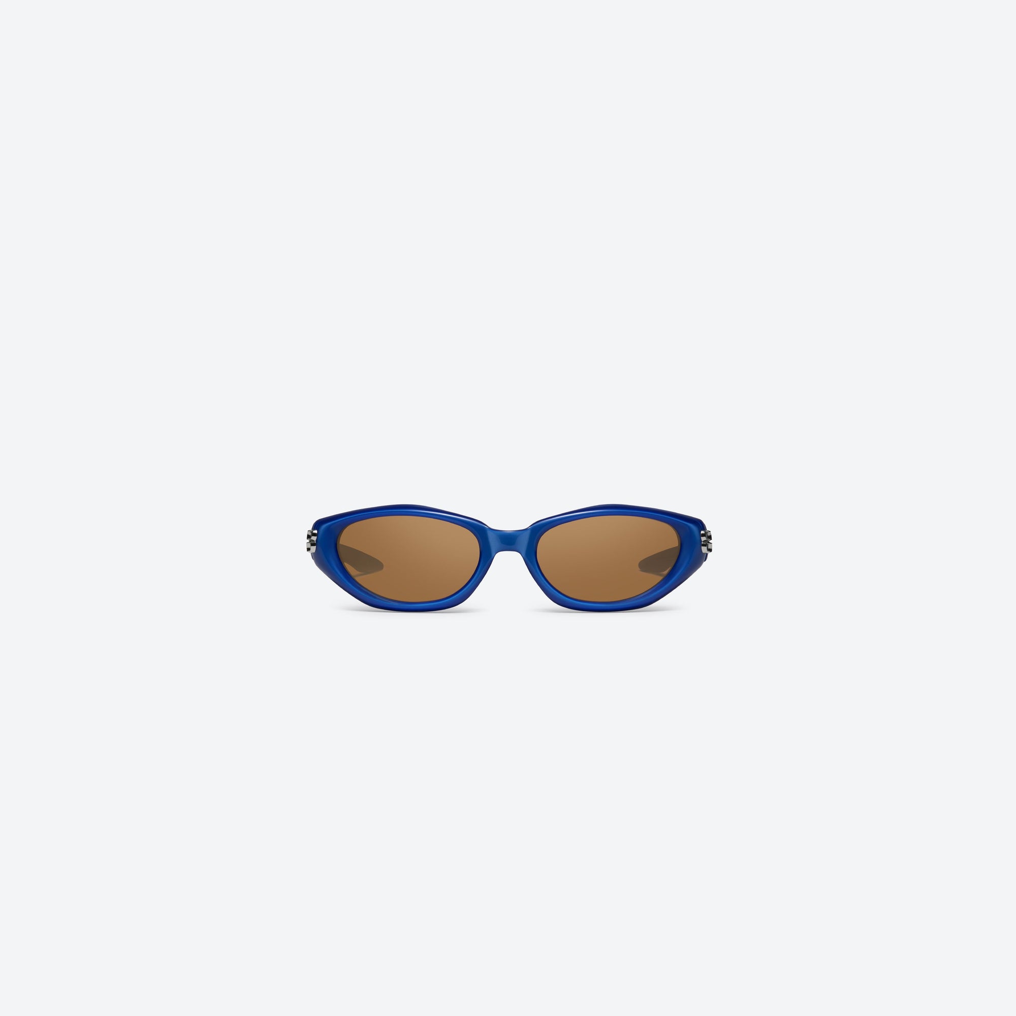 A front view of Gentle Monster Sosomo BLC9 Blue Acetate framed Oval sunglasses.