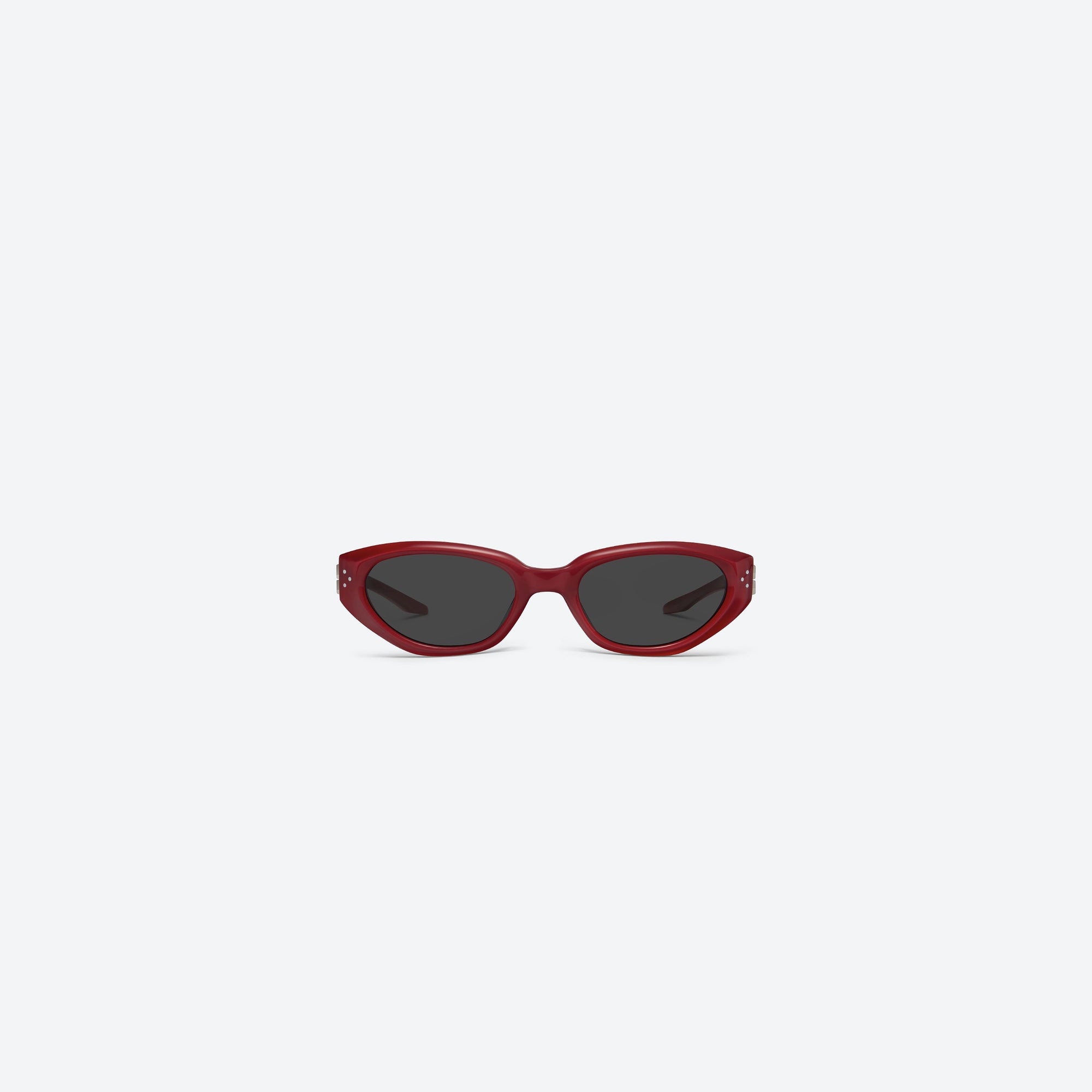 A front view of Gentle Monster Duns R6 Red Acetate framed Cat-eye sunglasses.